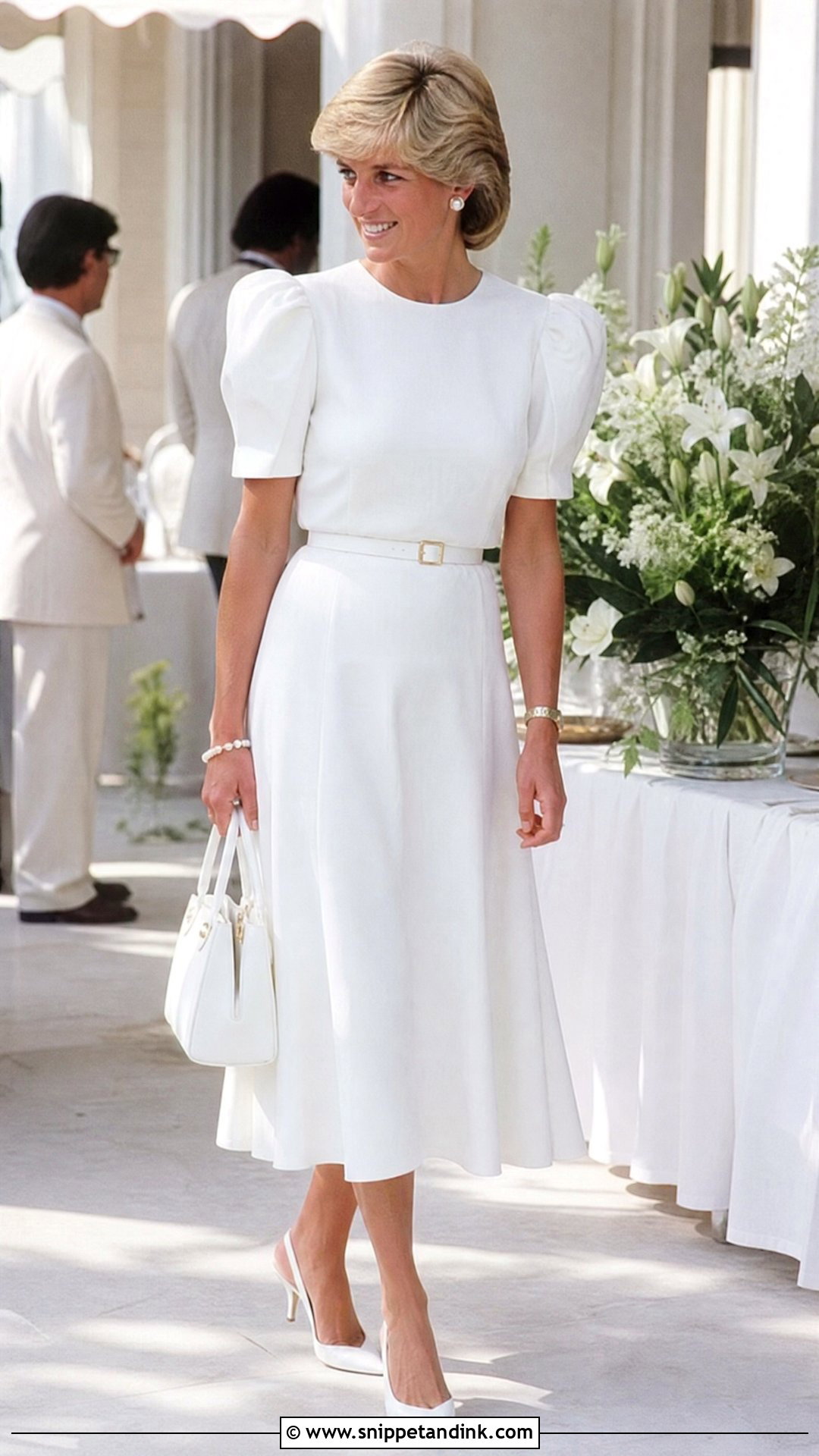 Princess Diana White Puff Sleeve Dress - Snippet and Ink - 20 Princess Diana White Dress Ideas