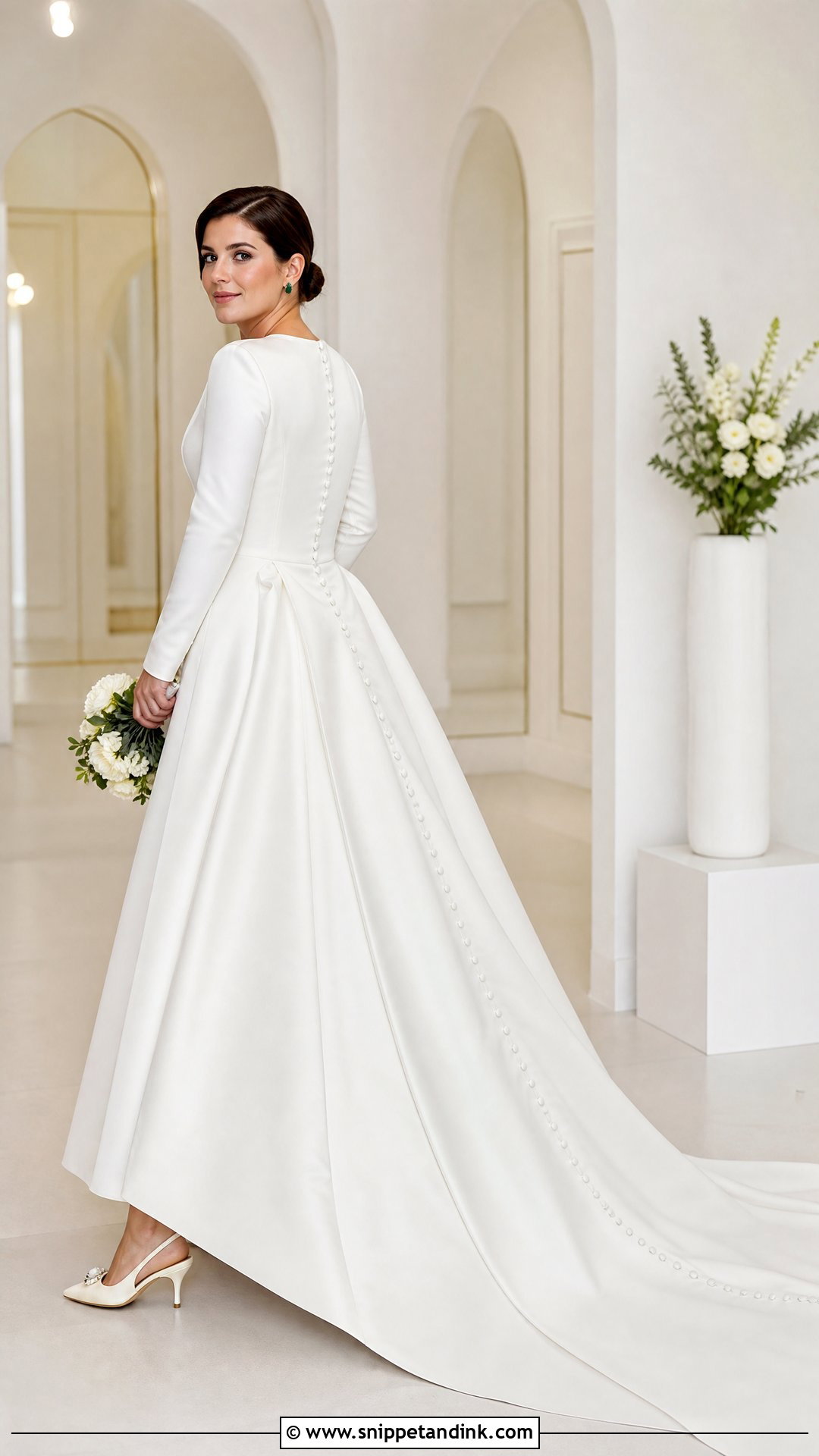 Princess Eugenie Long Sleeve Satin Gown - Snippet and Ink - 20 Princess Eugenie Wedding Dress Ideas