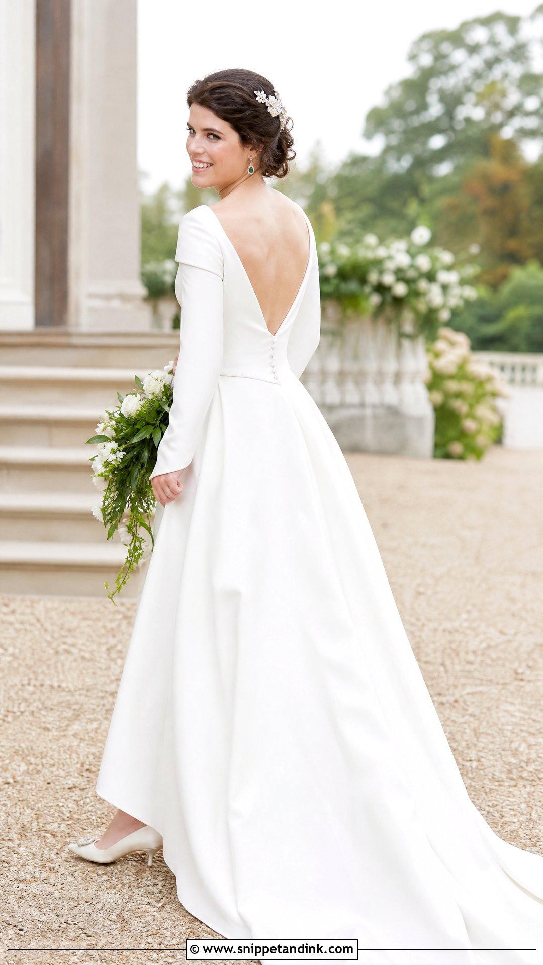 Princess Eugenie Open Back A Line Dress - Snippet and Ink - 20 Princess Eugenie Wedding Dress Ideas