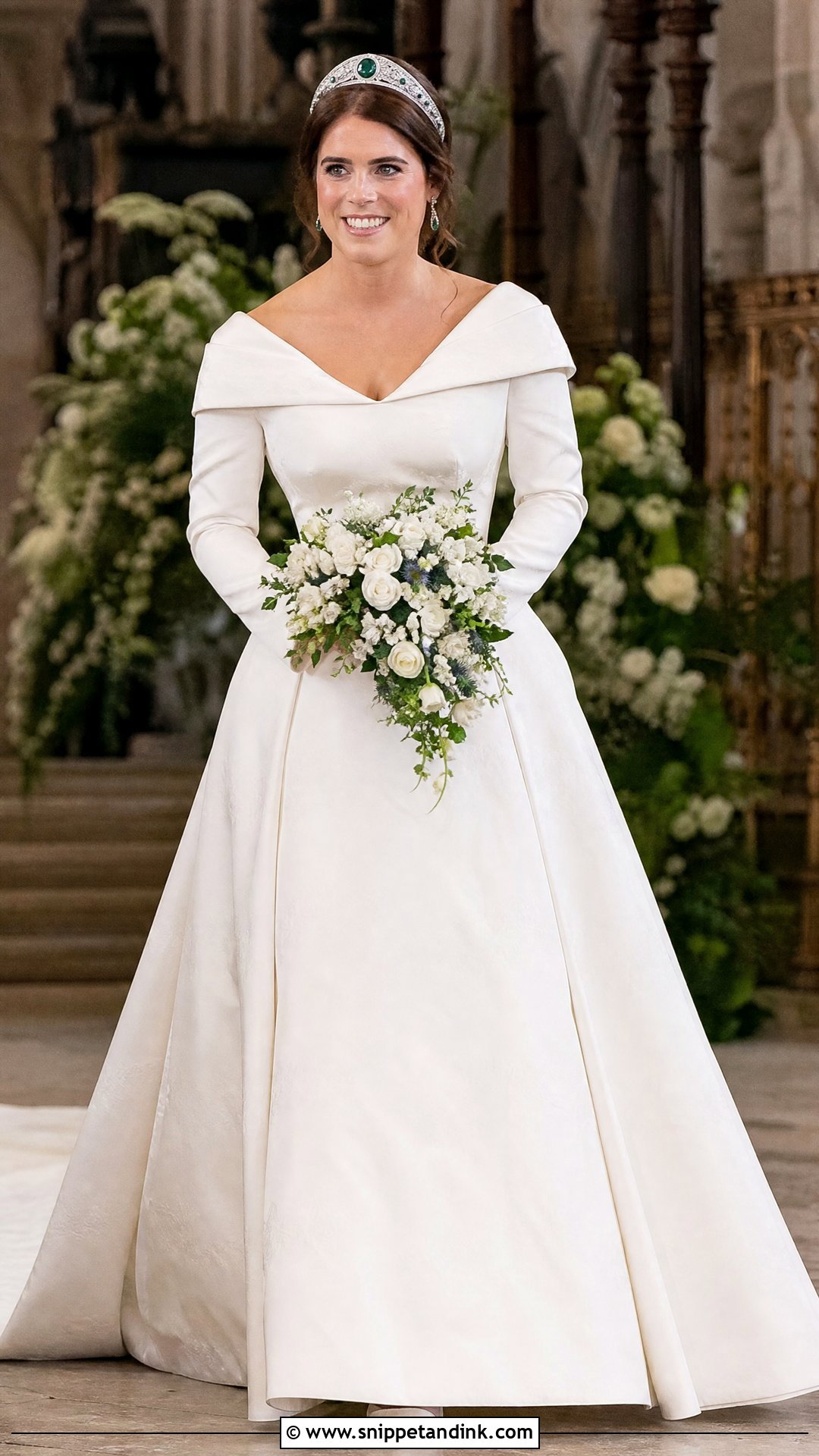 Princess Eugenie Portrait Neckline Wedding Dress - Snippet and Ink - 20 Princess Eugenie Wedding Dress Ideas