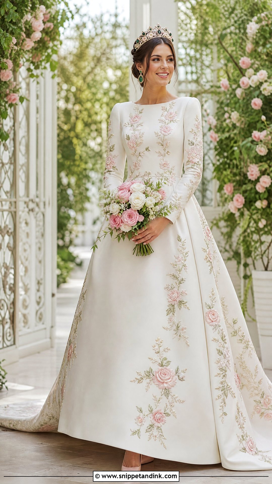 Princess Eugenie Rose Embroidered Gown - Snippet and Ink - 20 Princess Eugenie Wedding Dress Ideas