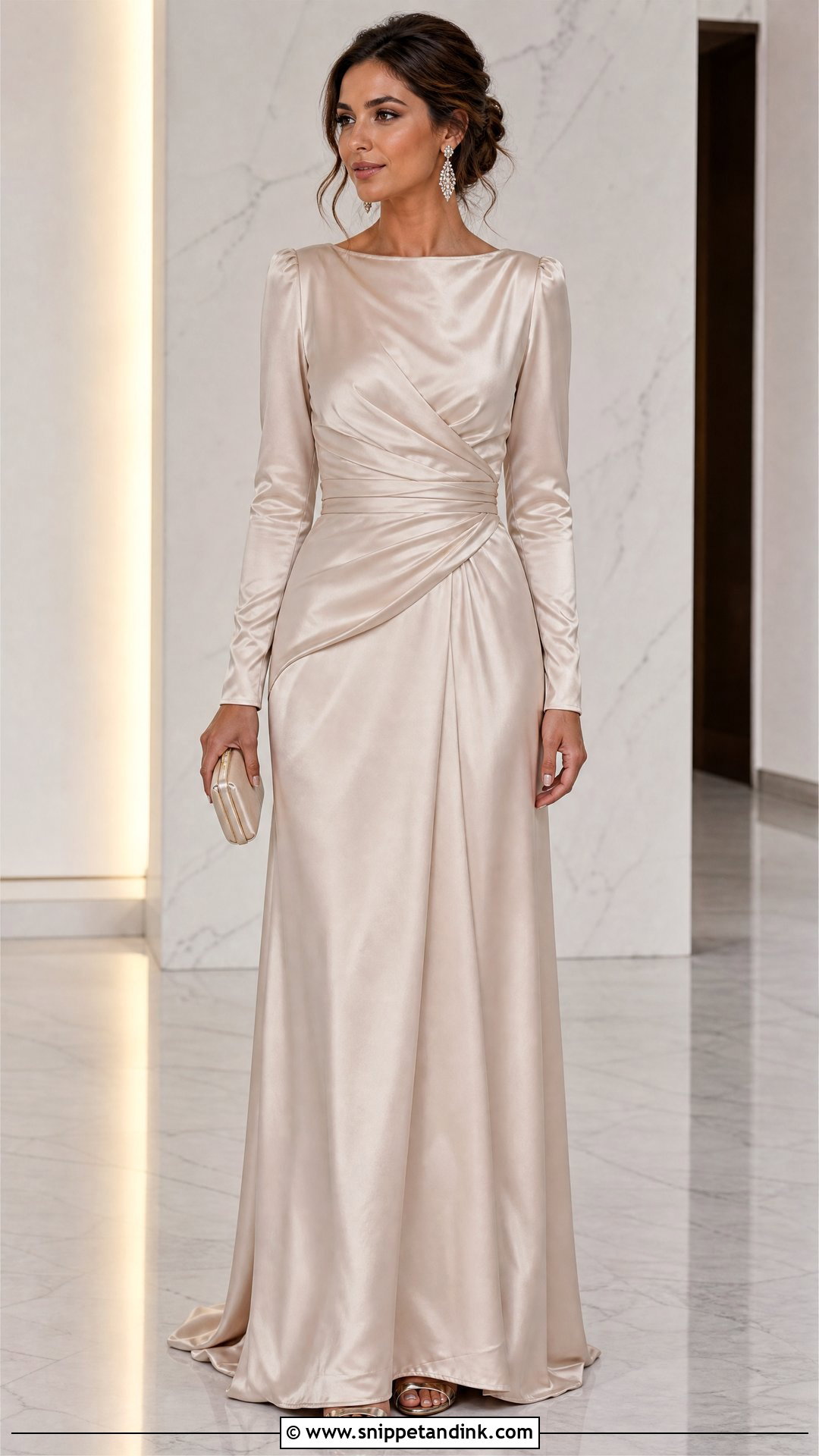 Princess Fawzia Long Sleeve Satin Gown - Snippet and Ink - 20 Princess Fawzia Ideas