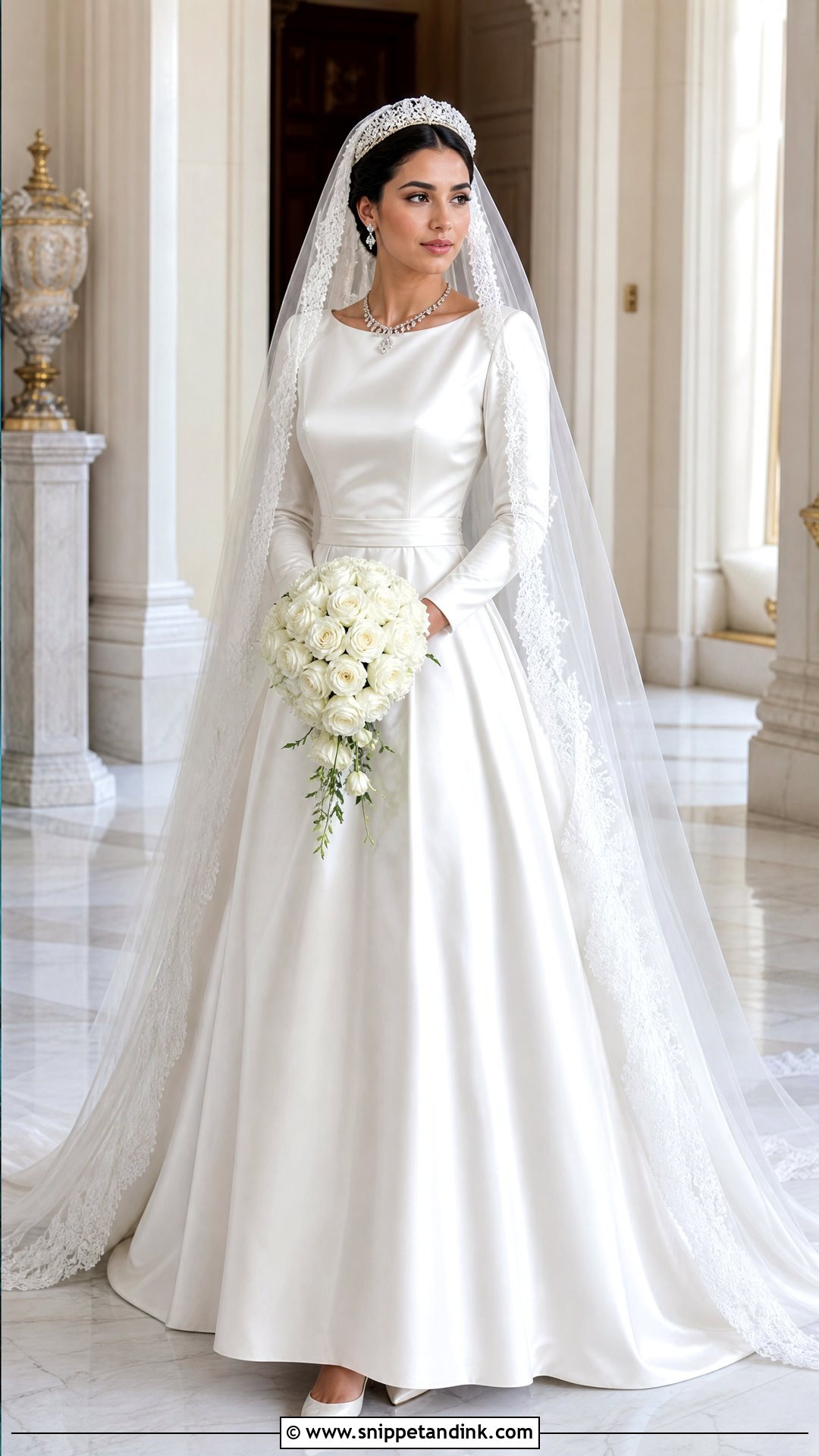 Princess Fawzia White Satin Wedding Dress - Snippet and Ink - 20 Princess Fawzia Ideas