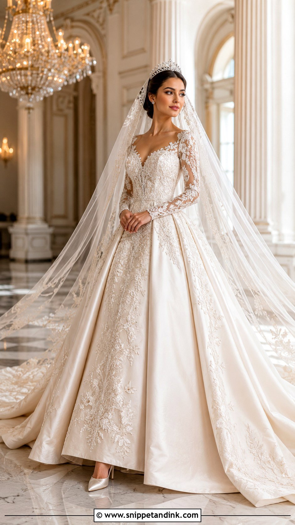 Princess Gown with Royal Veil - Snippet and Ink - 20 Gown with Veil Ideas