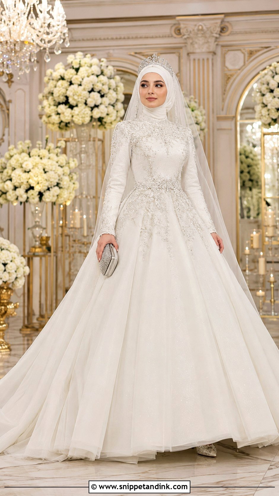 Princess Islamic Wedding Dress With Crystal Hijab - Snippet and Ink - 20 Islamic Wedding Dress Hijab Bride Bridal Gowns
