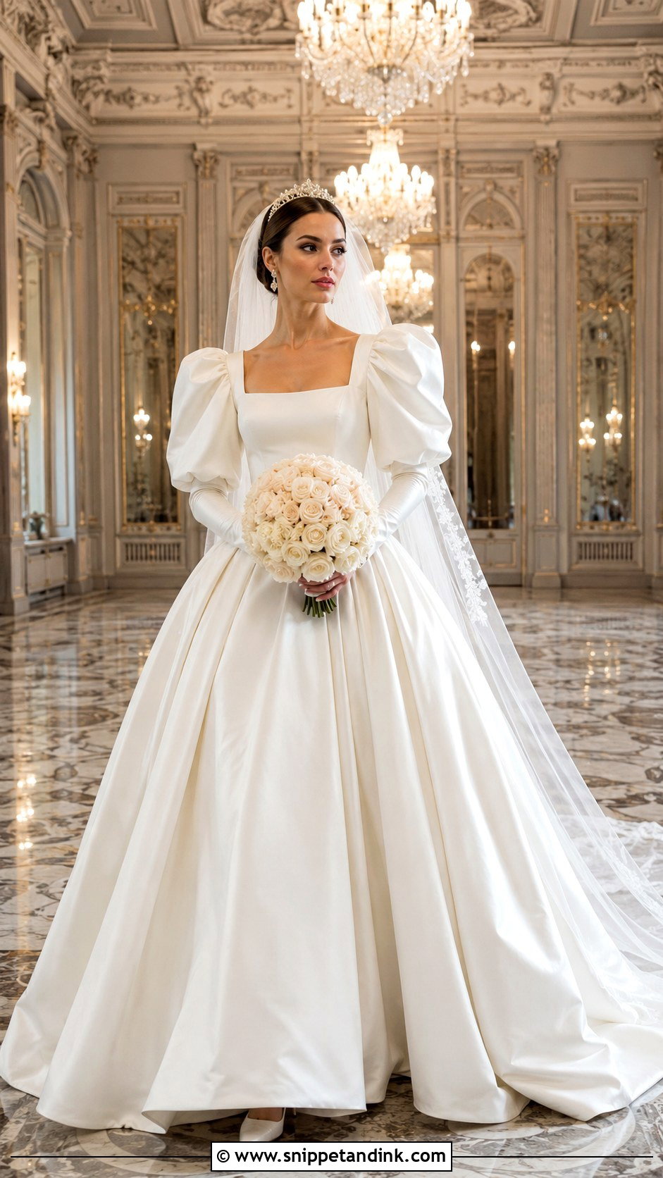 Princess Long Puff Sleeve Wedding Dress - Snippet and Ink - 20 Long Puff Sleeve Wedding Dress Ideas