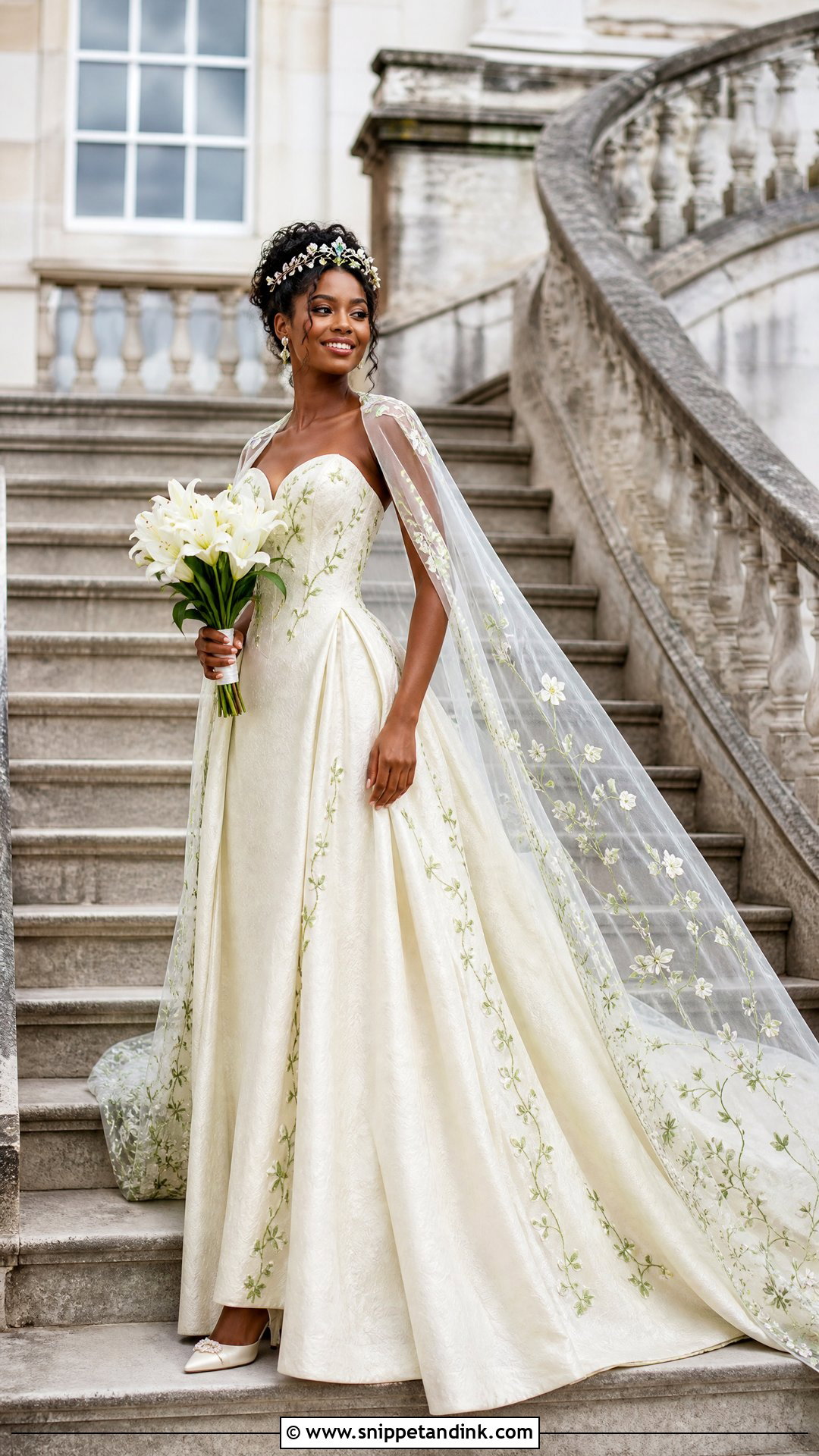 Princess Tiana Dress With Cape Veil - Snippet and Ink - 20 Princess Tiana Wedding Dress Ideas