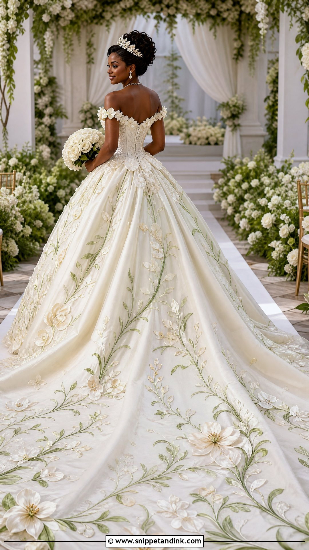 Princess Tiana Gown With Cathedral Train - Snippet and Ink - 20 Princess Tiana Wedding Dress Ideas