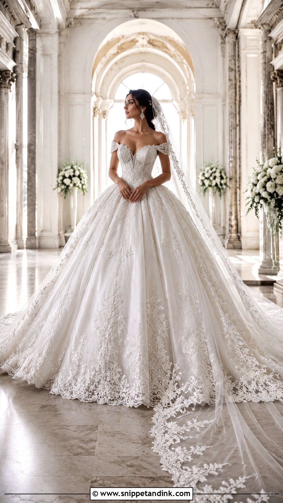 Princess Wedding Dress With Cathedral Train - Snippet and Ink - 25 Royalty Wedding Dress Ideas