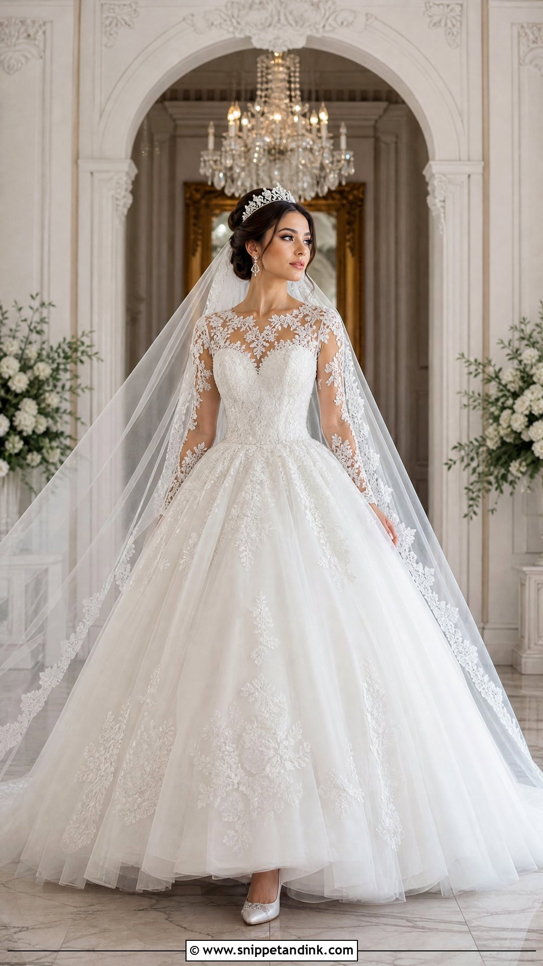 Princess Wedding Dress With Lace Sleeves - Snippet and Ink - 20 Wedding Dresses with Lace Sleeves