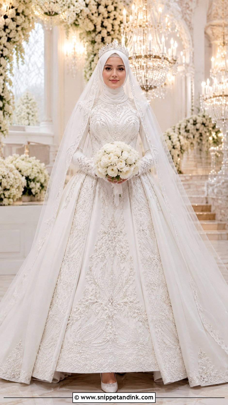 Princess Wedding Dress With Layered Bridal Hijab - Snippet and Ink - 20 Bridal with Hijab Ideas