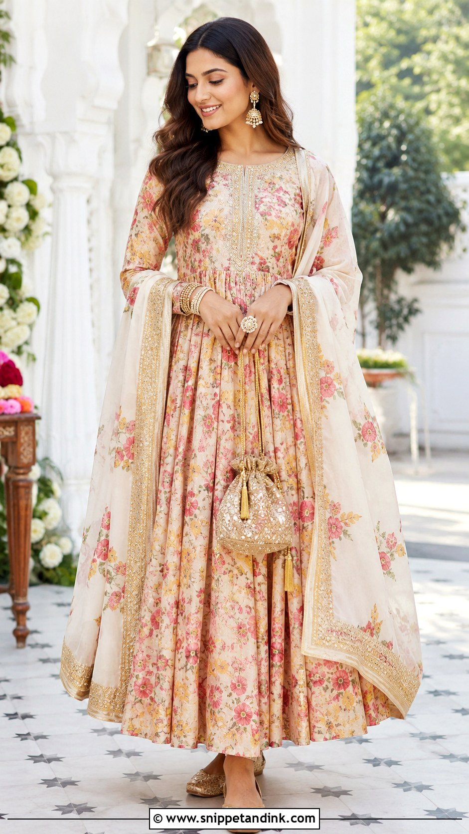 Printed Anarkali For Wedding - Snippet and Ink - 25 Indian Friends Wedding Outfit Ideas