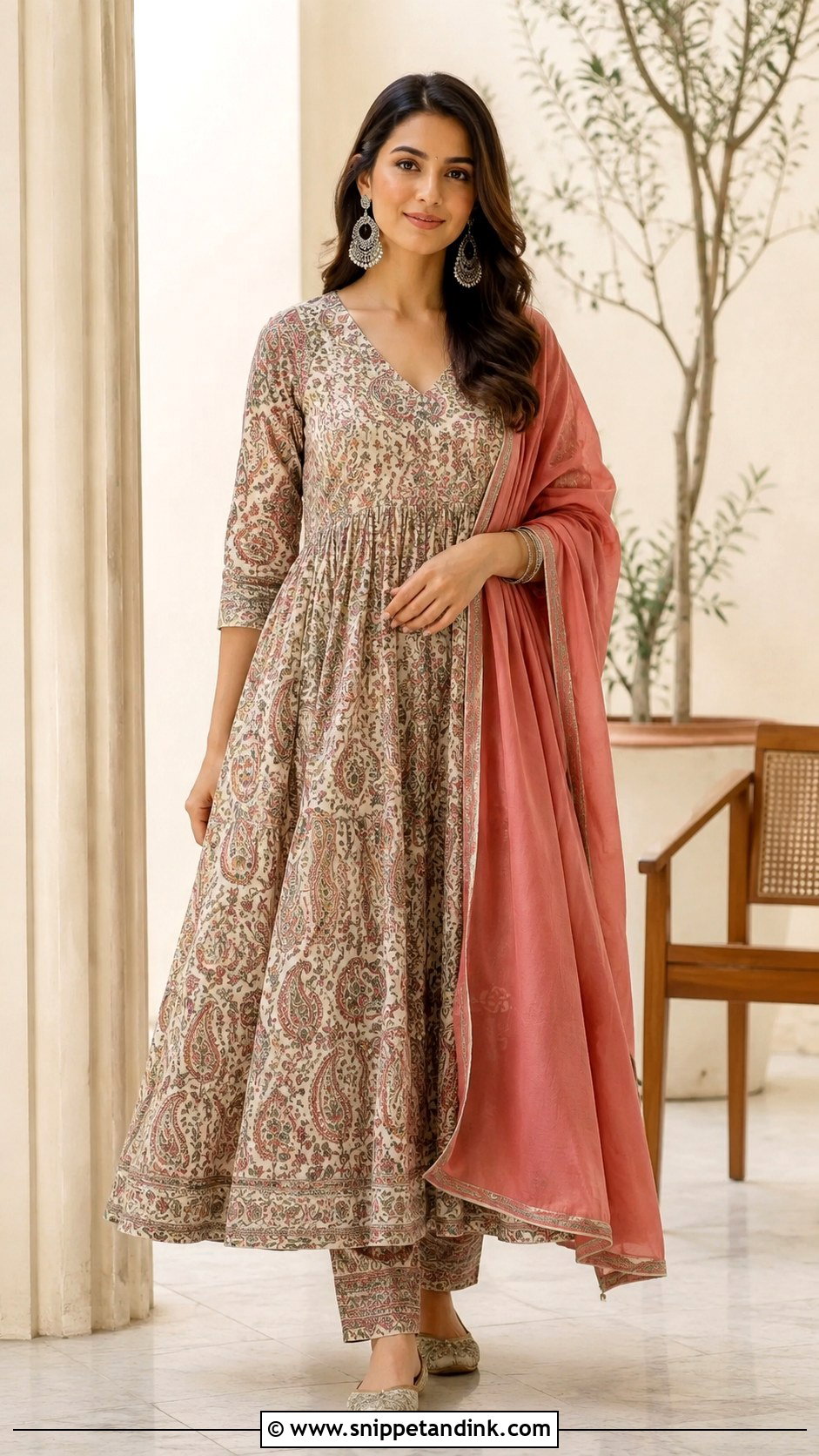 Printed Anarkali Gown With Dupatta - Snippet and Ink - 25 Anarkali Gown with Dupatta Ideas