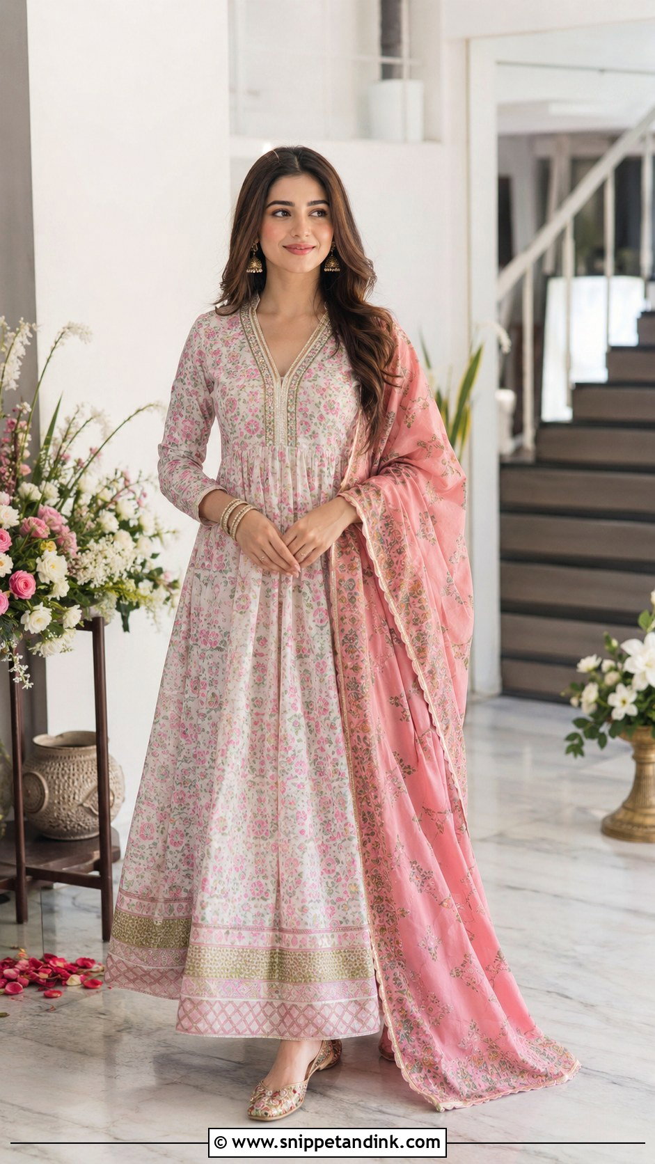 Printed Anarkali Roka Outfit - Snippet and Ink - 25 Roka Ceremony Outfits Simple