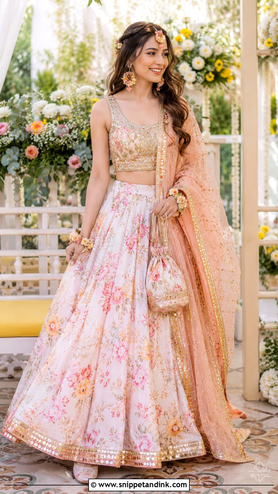 Printed Bridal Mehndi Lehenga - Snippet and Ink - 30 Bridal Mehndi Dresses Ideas