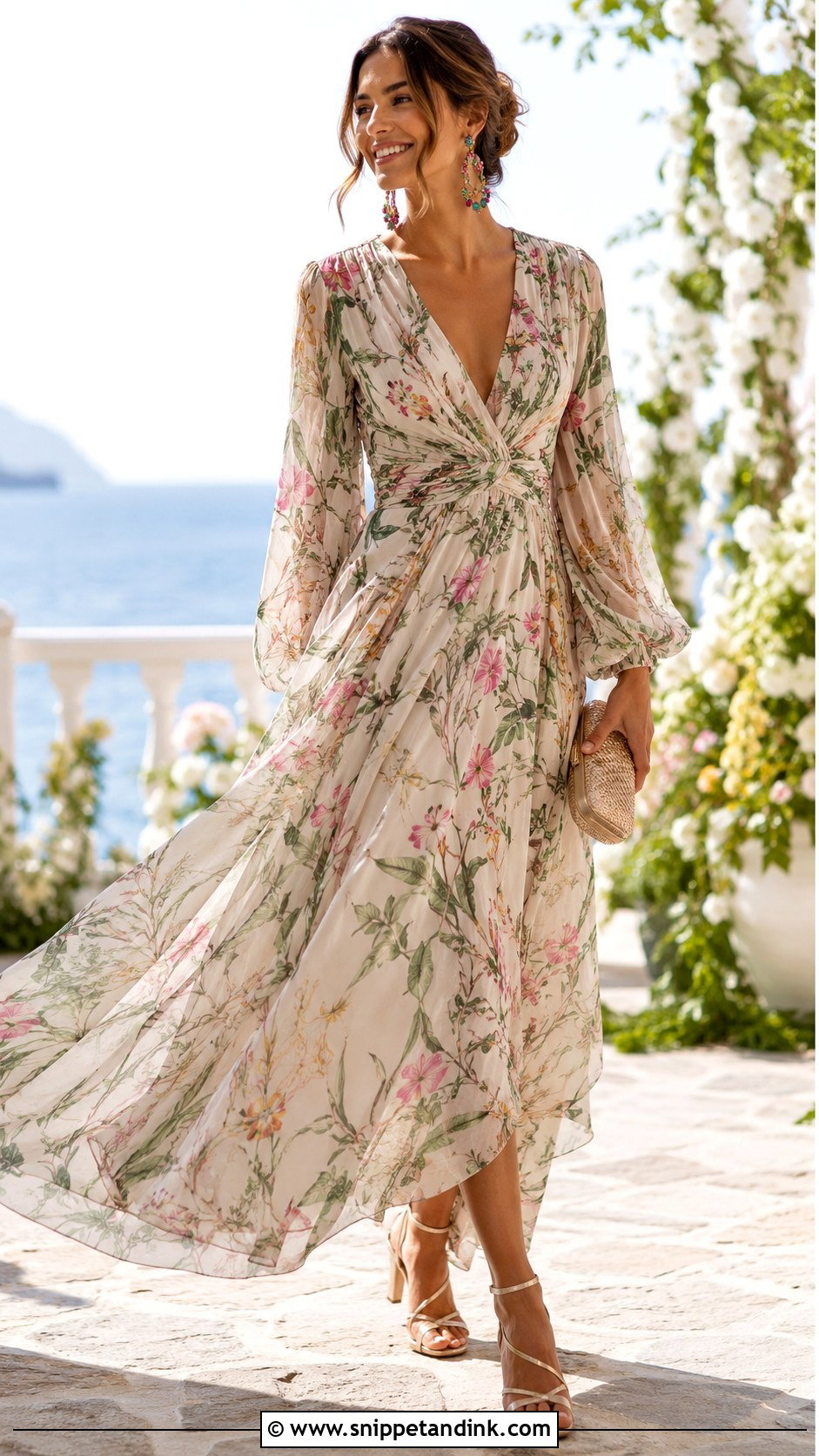 Printed Chiffon Maxi Dress Wedding Outfit - Snippet and Ink - 20 Outfits to Wear to a Wedding