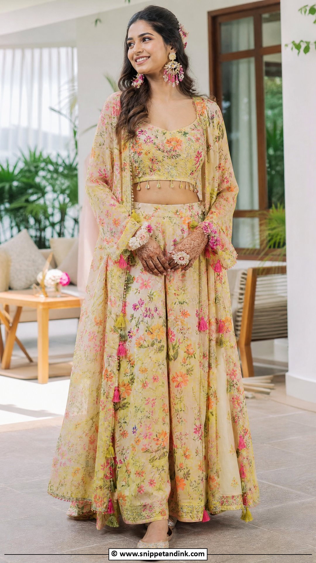 Printed Co Ord Mehendi Outfit - Snippet and Ink - 35 Mehendi Outfits for Bride