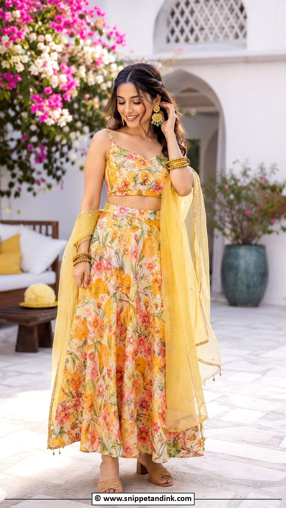 Printed Co Ord Mehndi Outfit - Snippet and Ink - 30 Mehandi Dresses Mehndi Outfit