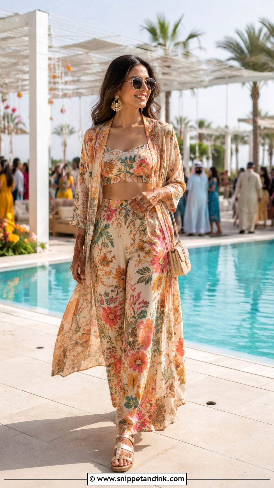 Printed Co Ord Poolside Mehndi Outfit - Snippet and Ink - 20 Indian Prewedding Outfit Ideas