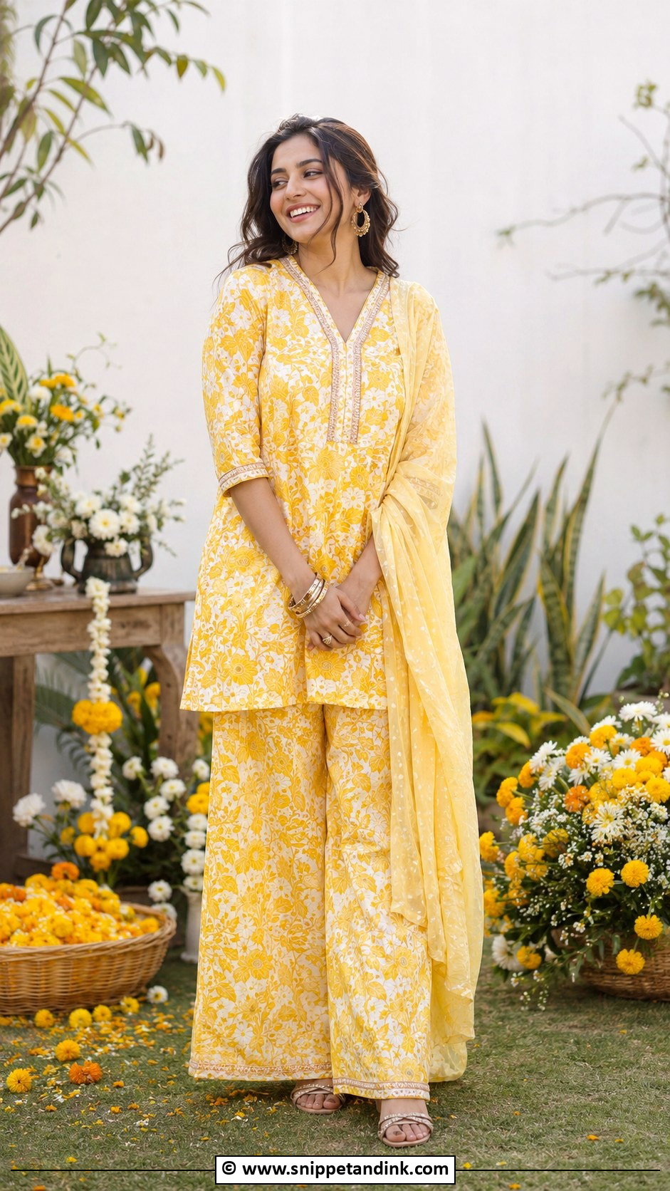 Printed Co Ord Set For Haldi - Snippet and Ink - 30 Indian Haldi Ceremony Outfit for Sister Ideas