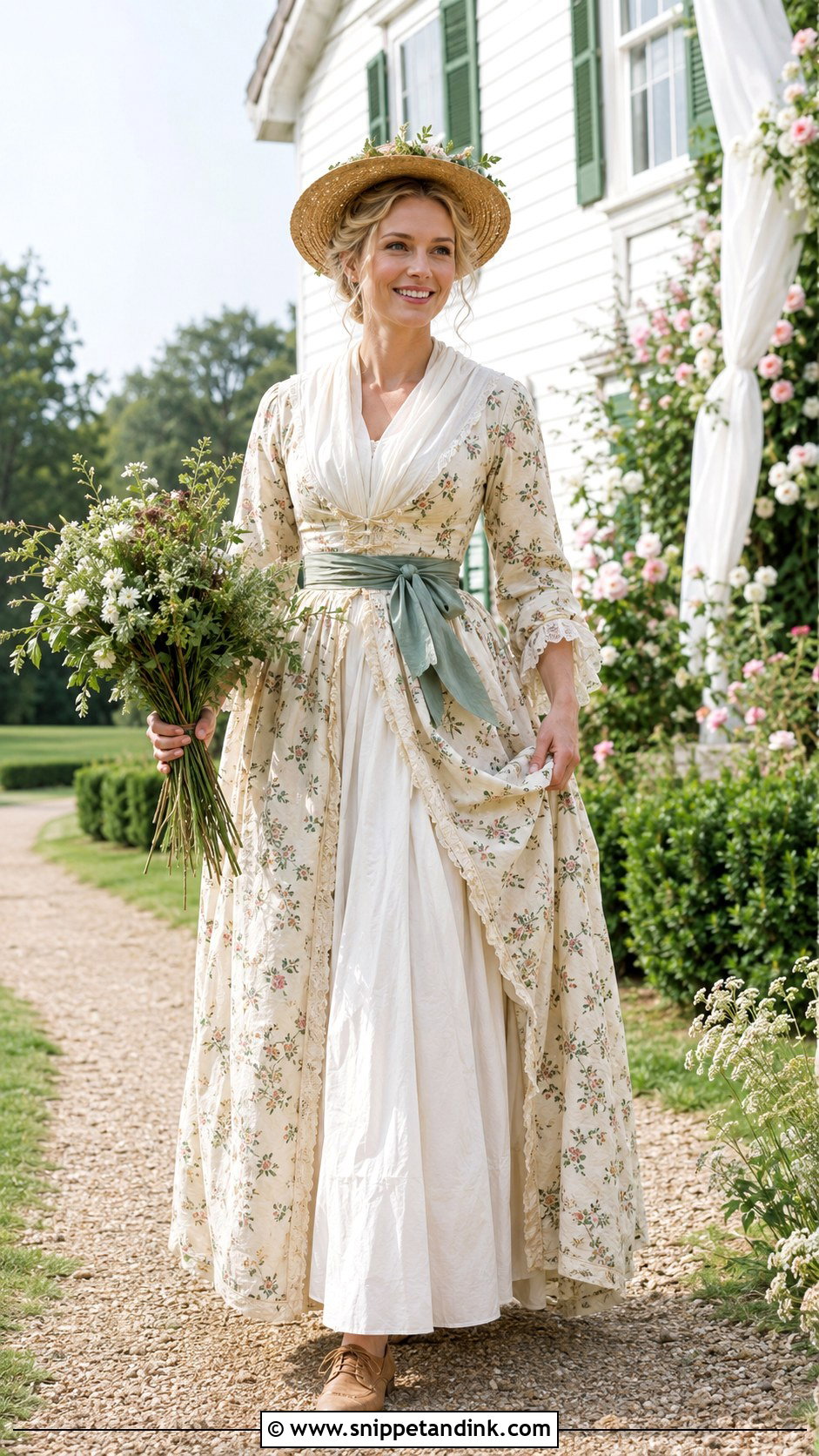 Printed Cotton Country Wedding Dress - Snippet and Ink - 20 18th Century Wedding Dress Ideas