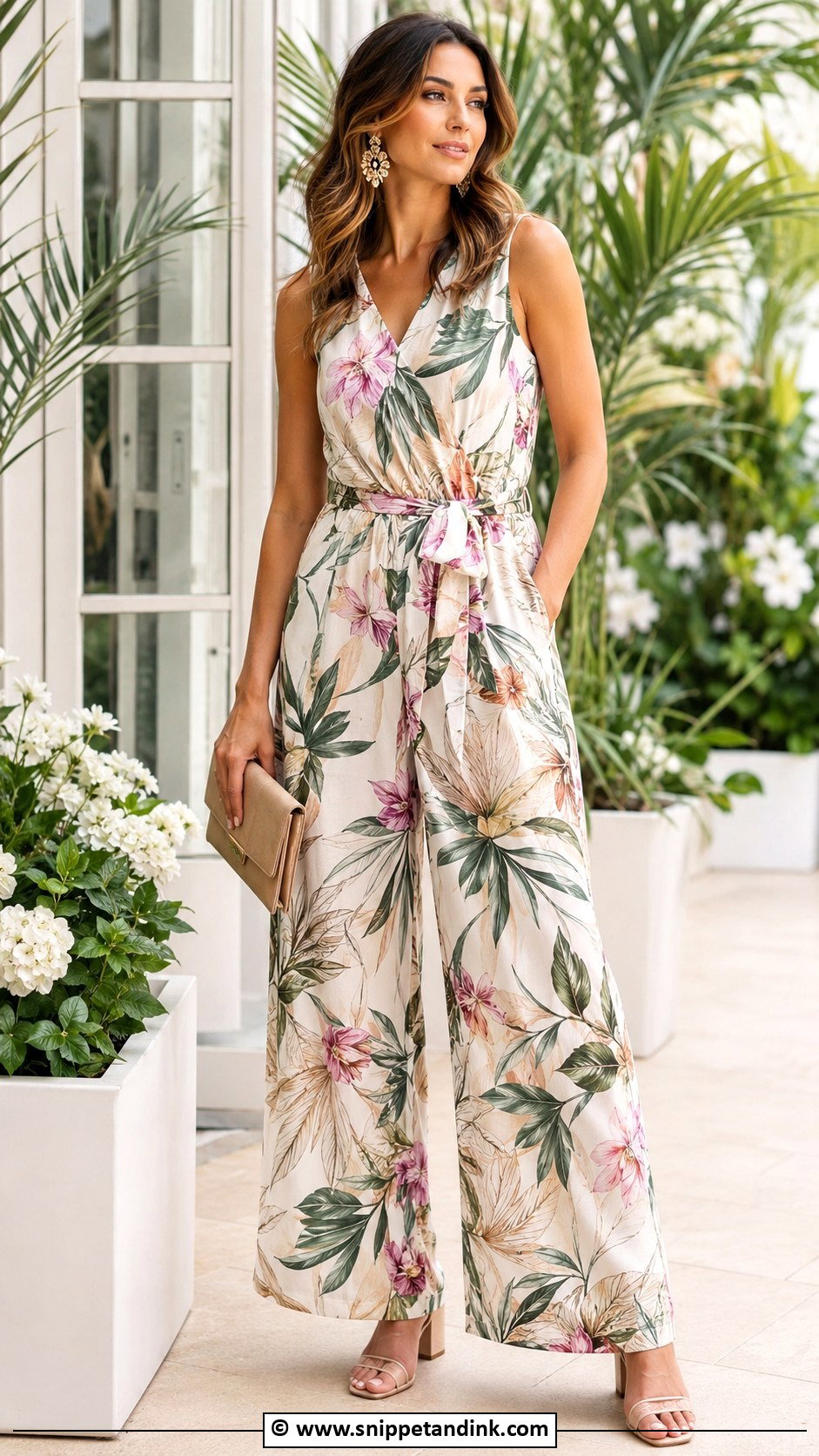 Printed Jumpsuit Garden Cocktail Attire - Snippet and Ink - 25 Garden Cocktail Attire Wedding Ideas