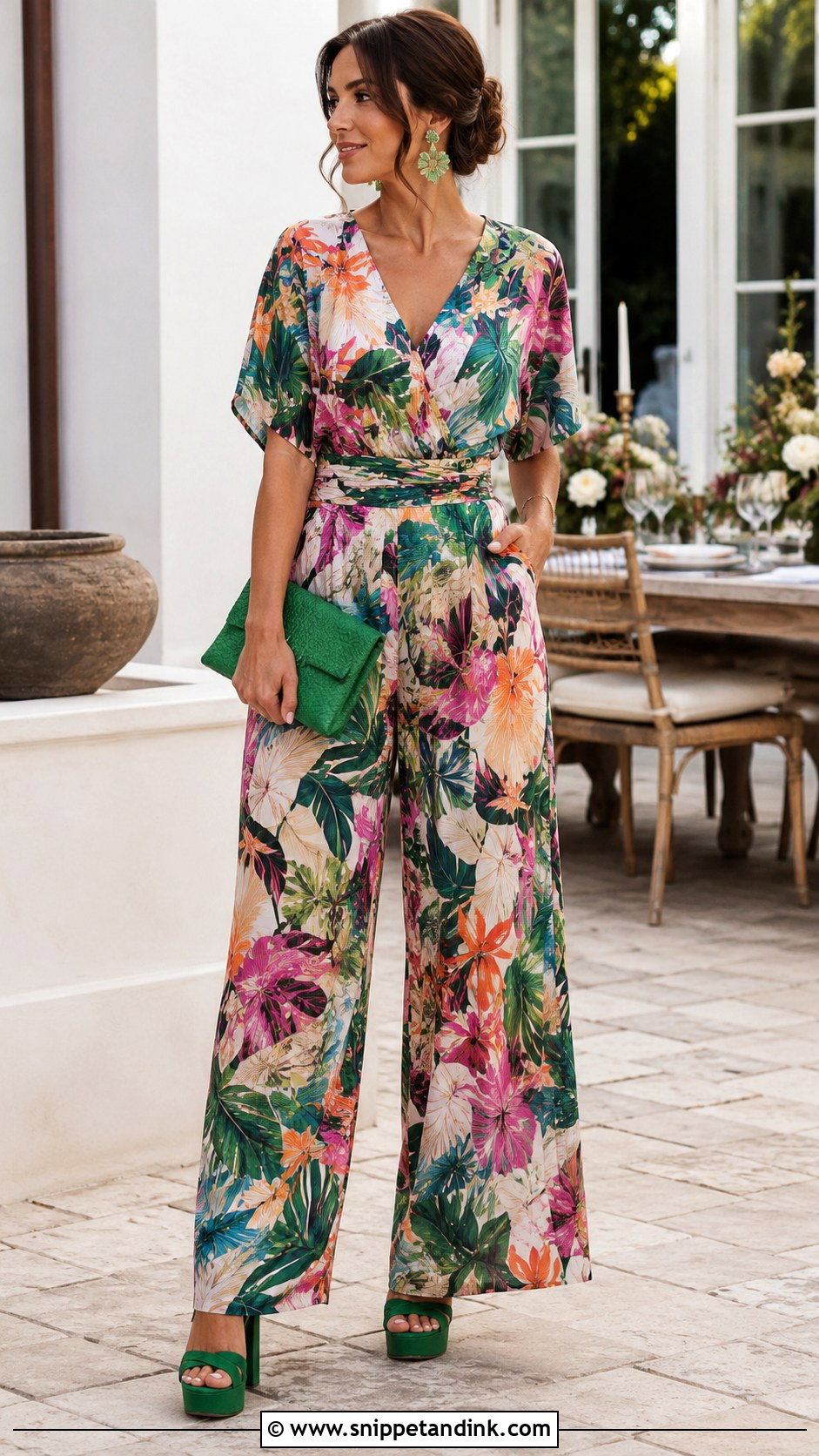 Printed Jumpsuit Summer Wedding Outfit - Snippet and Ink - 20 Casual Summer Wedding Ideas