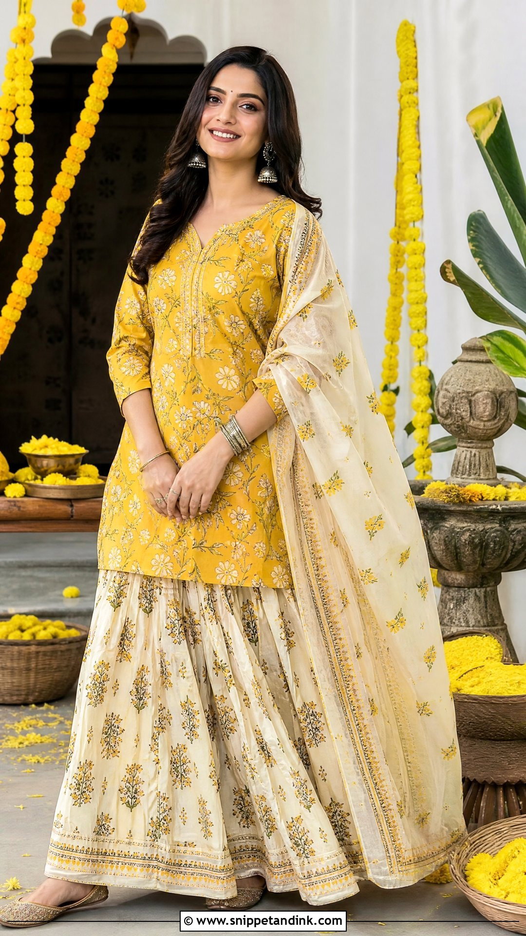 Printed Kurta And Skirt For Haldi - Snippet and Ink - 25 Dress for Haldi Ideas
