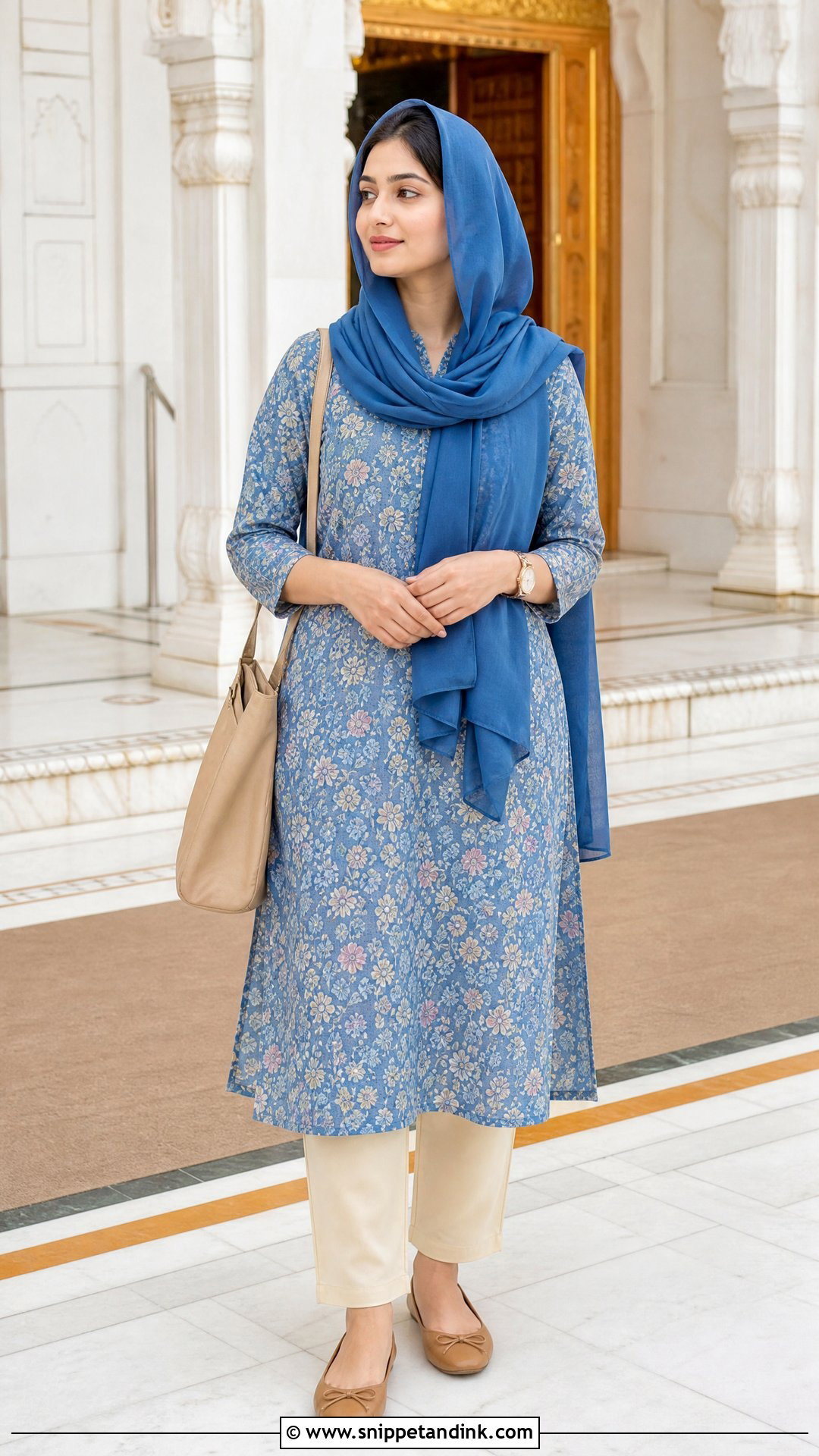 Printed Kurta And Trousers For Gurudwara - Snippet and Ink - 20 Gurudwara Outfit Ideas