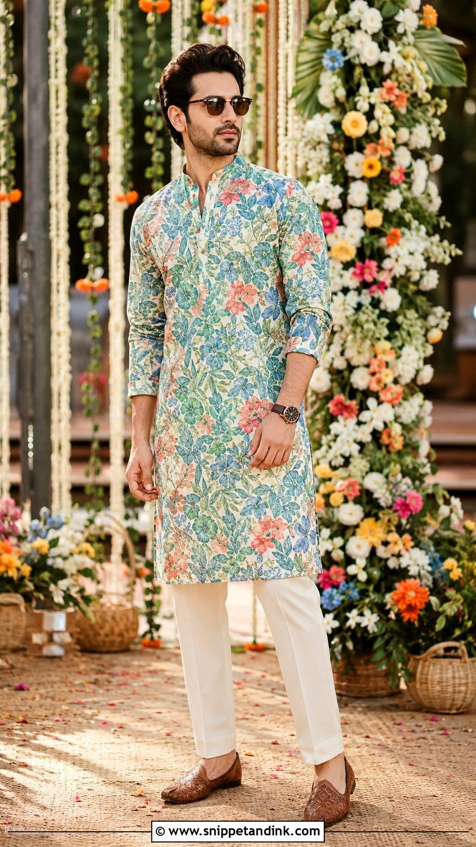 Printed Kurta For Bride Brother Mehendi - Snippet and Ink - 20 Bride Brother Outfit Ideas