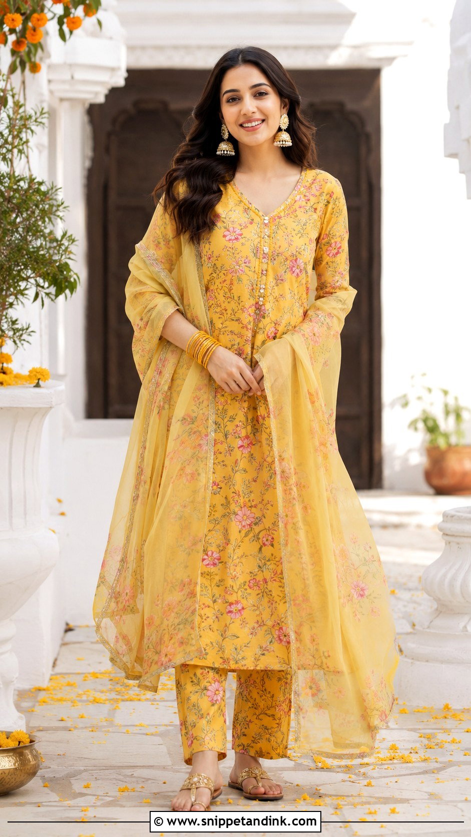 Printed Kurta Set For Haldi - Snippet and Ink - 30 Haldi Dresses