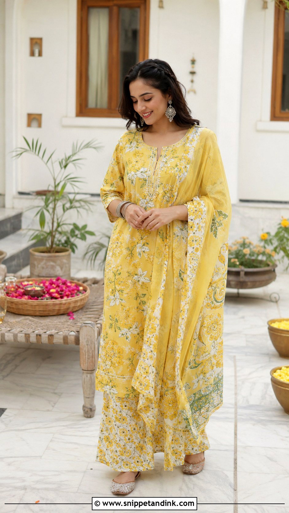 Printed Kurta Set For Mehndi Function - Snippet and Ink - 25 Dress for Mehndi Function Ideas