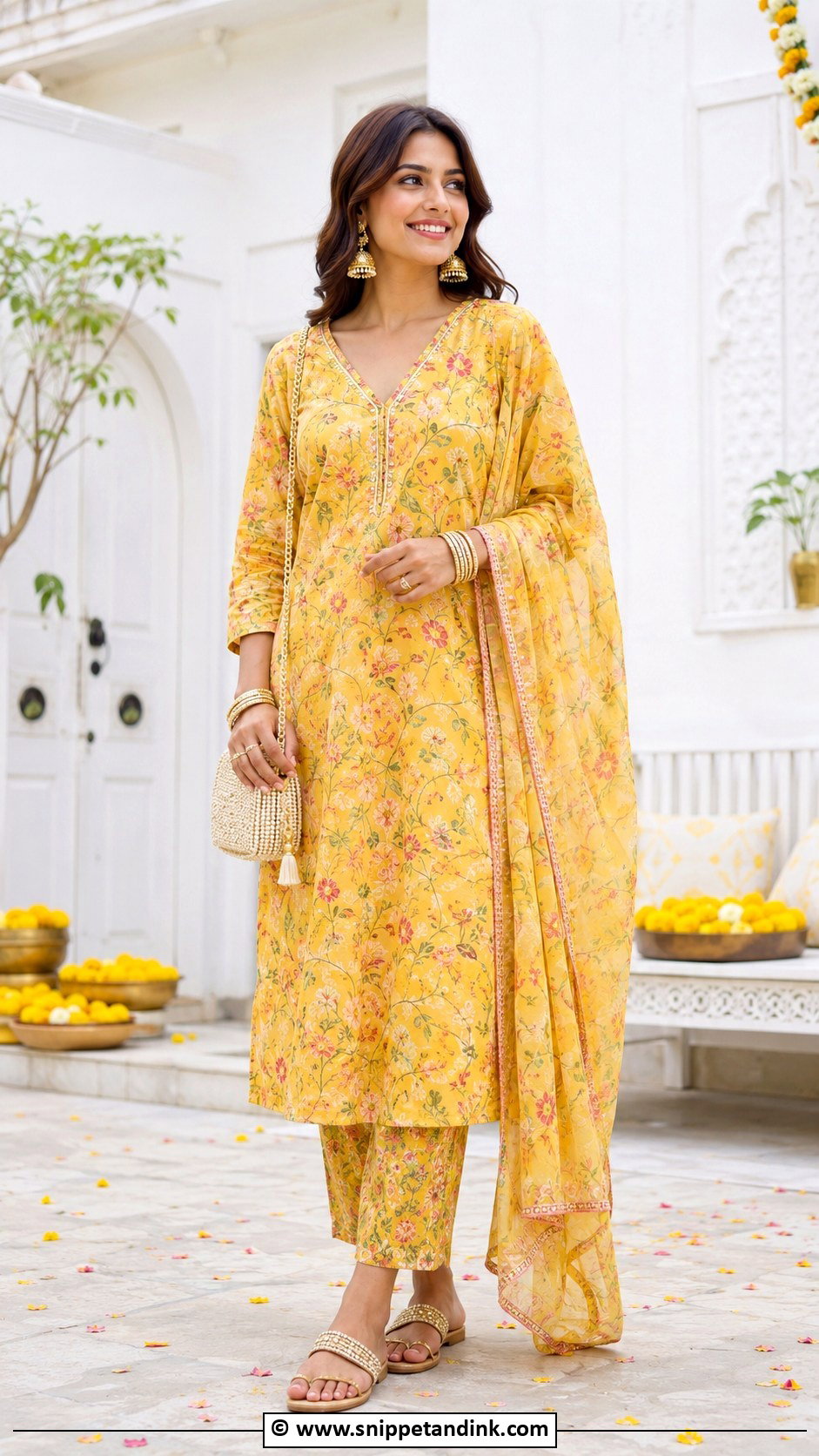 Printed Kurta Set Haldi Outfit - Snippet and Ink - 30 Haldi Outfits for Women