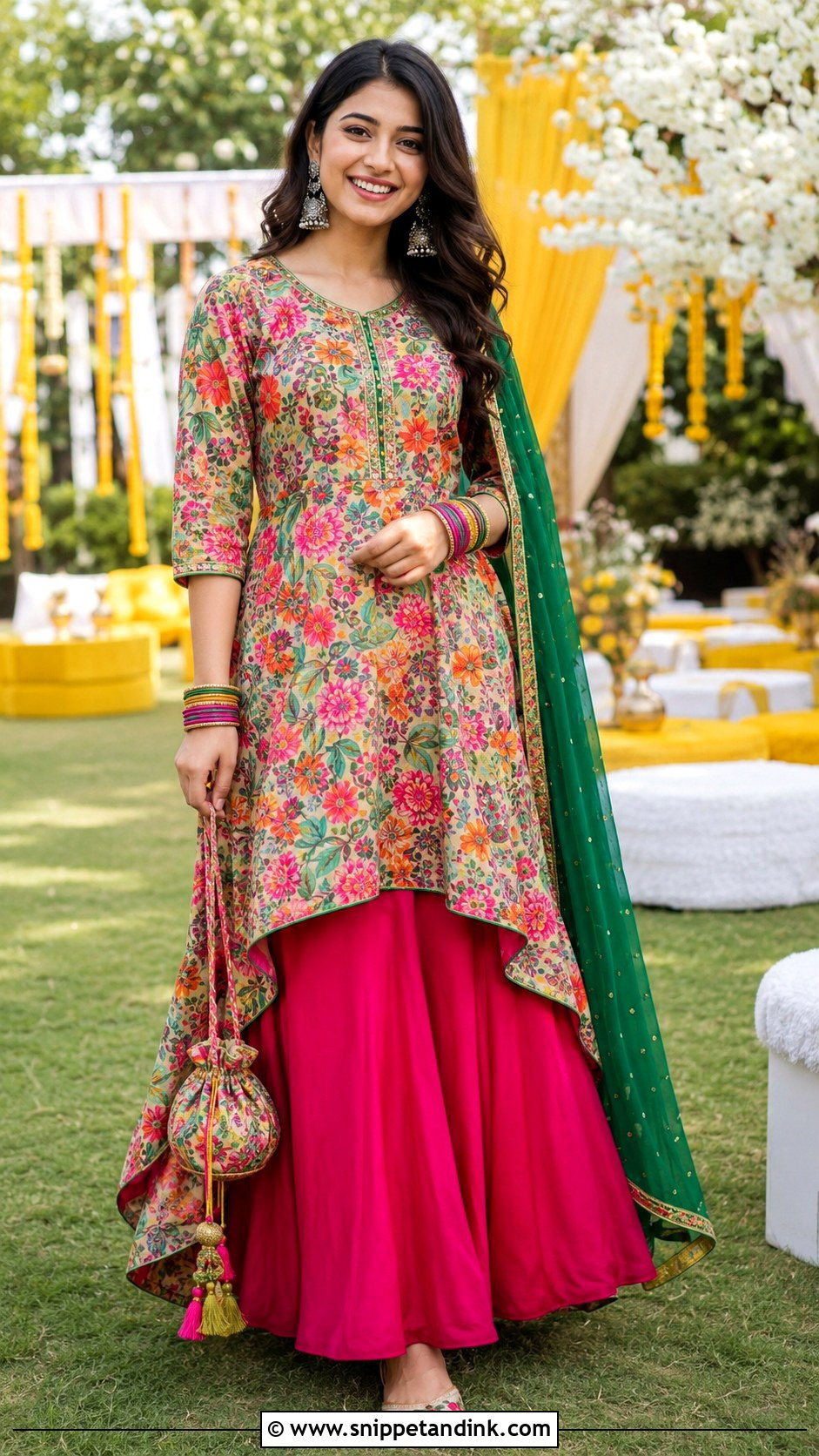 Printed Kurta Skirt Mehendi Dress - Snippet and Ink - 20 Dress for Mehendi Ideas