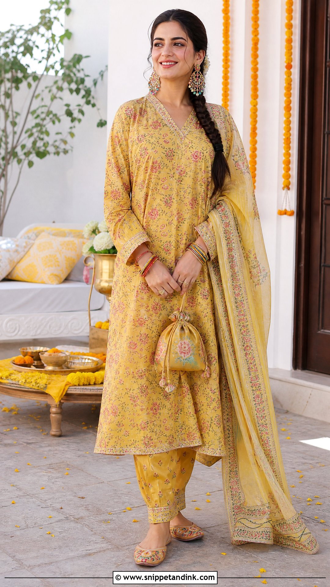 Printed Lawn Haldi Dress - Snippet and Ink - 20 Pakistani Haldi Dress Ideas