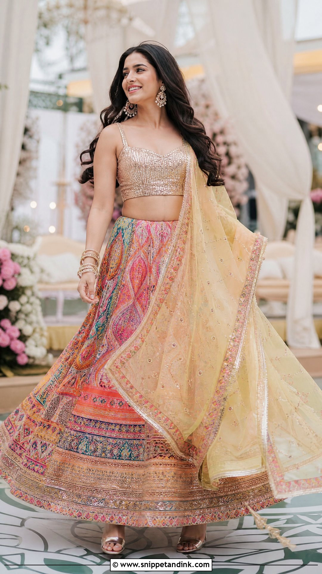 Printed Lehenga DJ Night Outfit - Snippet and Ink - 25 Dj Night Outfits for Indian Wedding