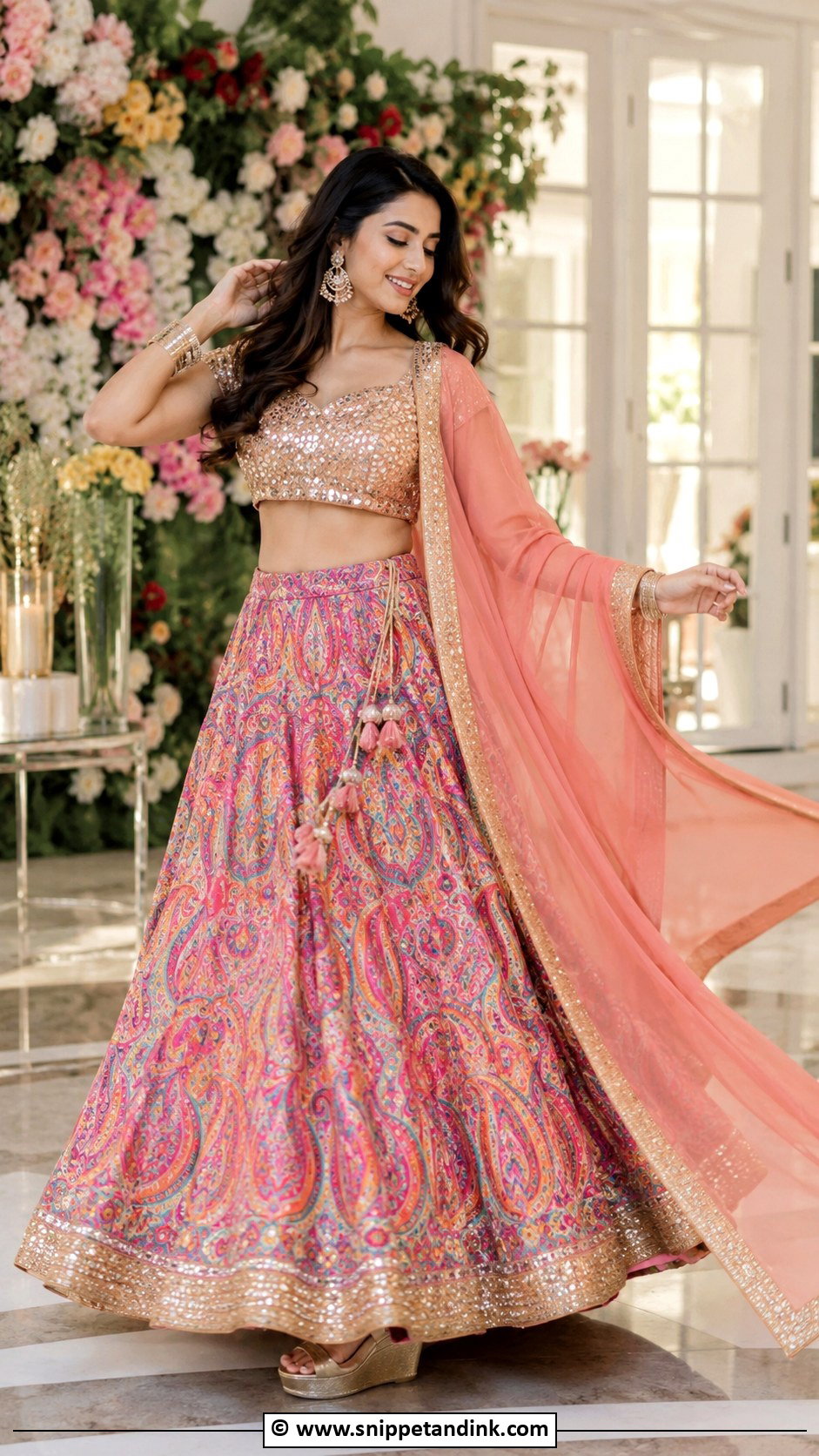 Printed Lehenga For Sangeet Night - Snippet and Ink - 35 Sangeet Night Outfit Ideas