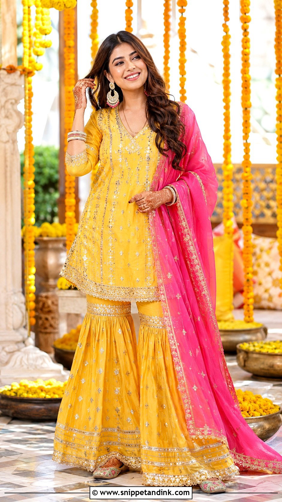 Printed Lehenga Mehendi Outfit - Snippet and Ink - 30 Mehendi Dress Outfits