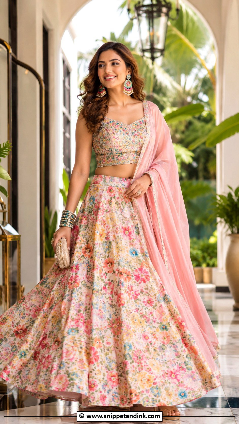 Printed Lehenga Sangeet Outfit - Snippet and Ink - 30 Sangeet Outfits for Women