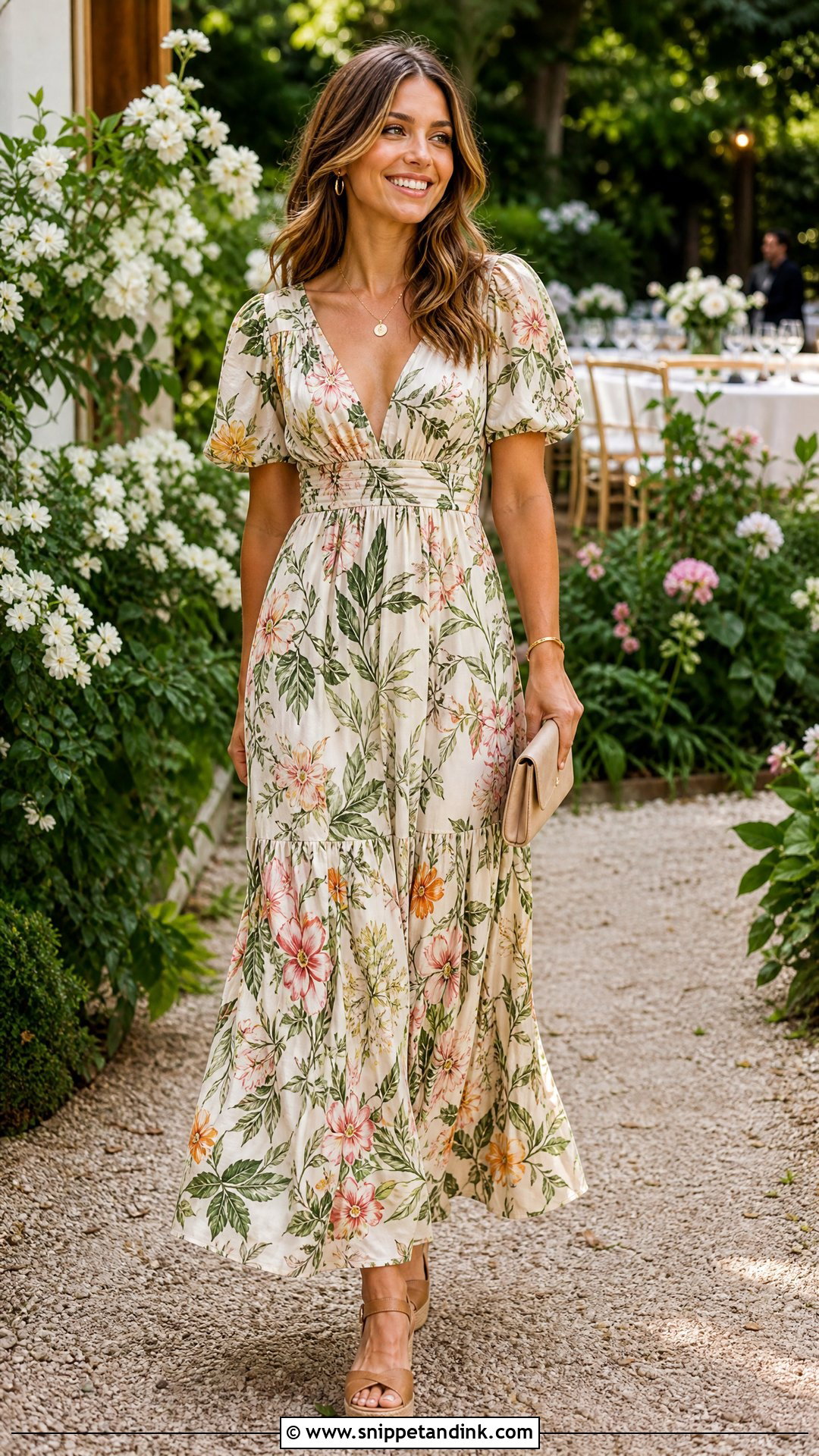 Printed Maxi Dress Garden Party Wedding Outfit - Snippet and Ink - 25 Garden Party Wedding Attire Ideas