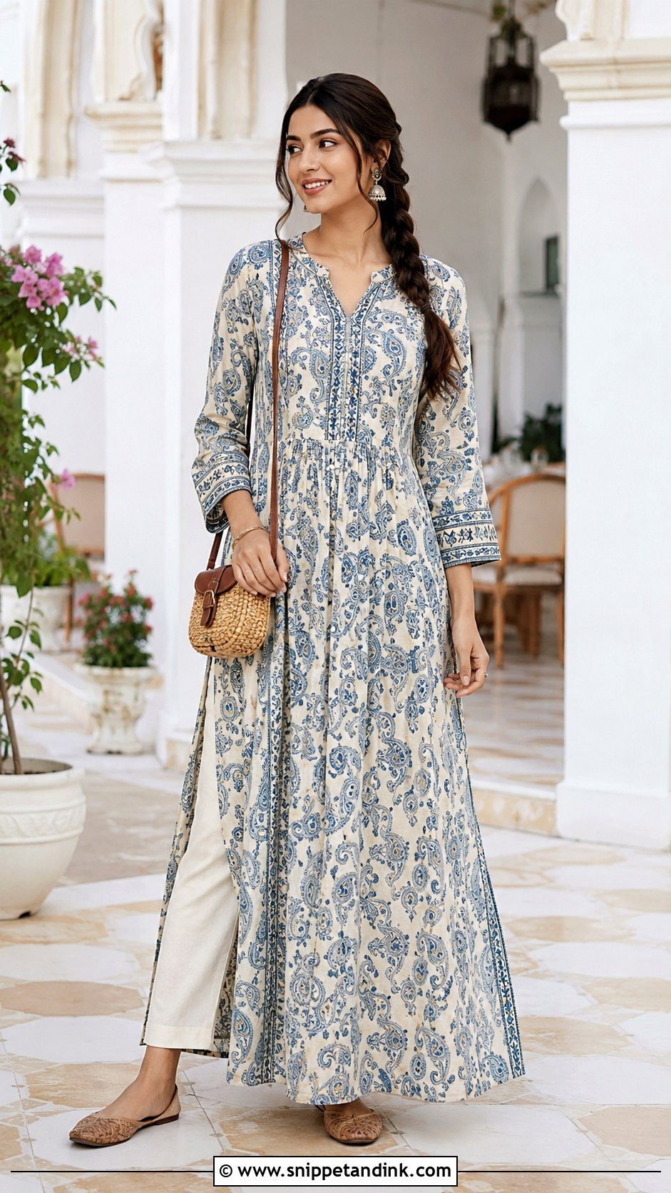 Printed Maxi Kurta And Flats Prewedding Outfit - Snippet and Ink - 20 Casual Indian Prewedding Outfit Ideas