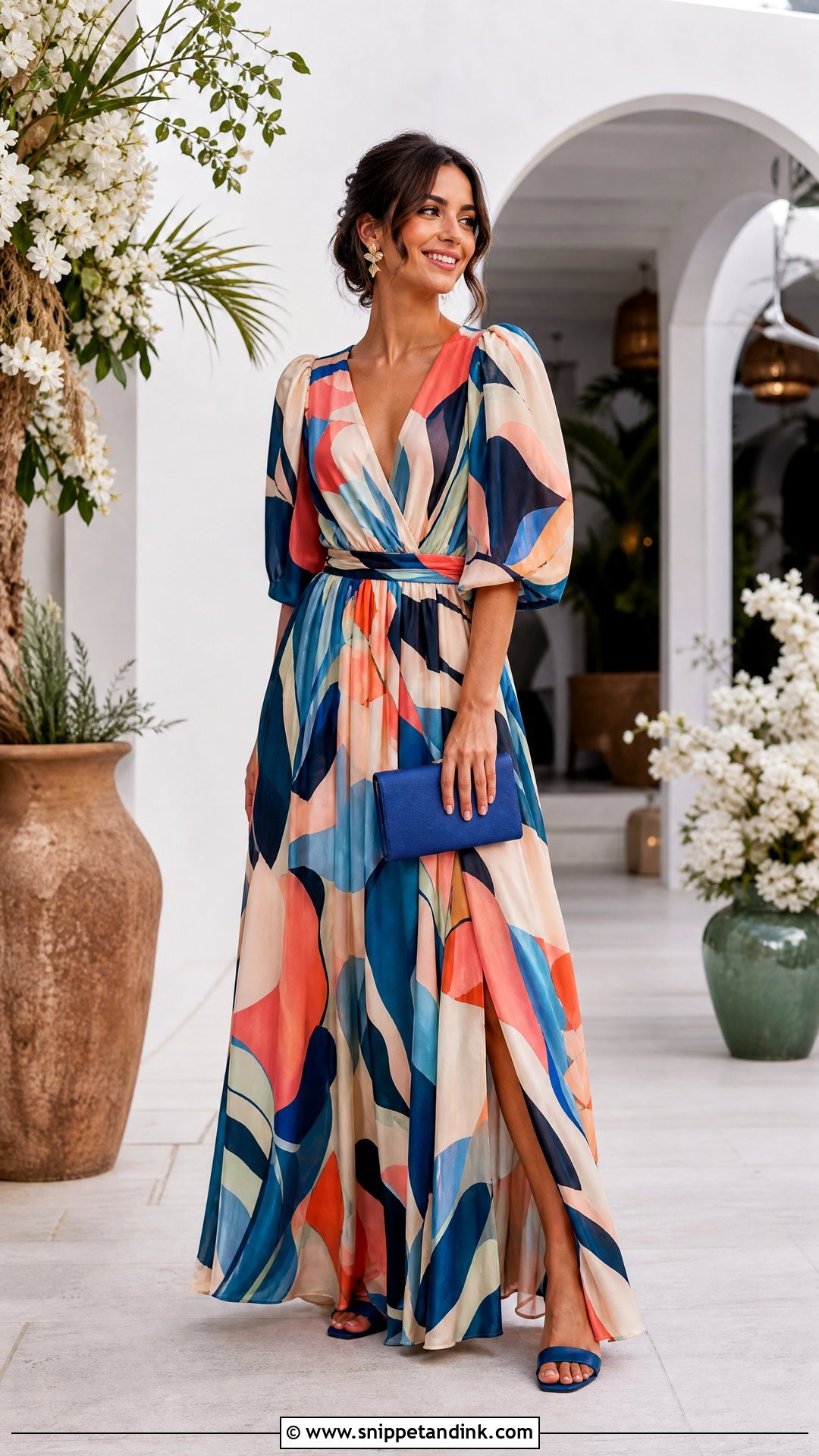 Printed Maxi Wedding Guest Outfit - Snippet and Ink - 25 Attending Wedding Outfit Ideas