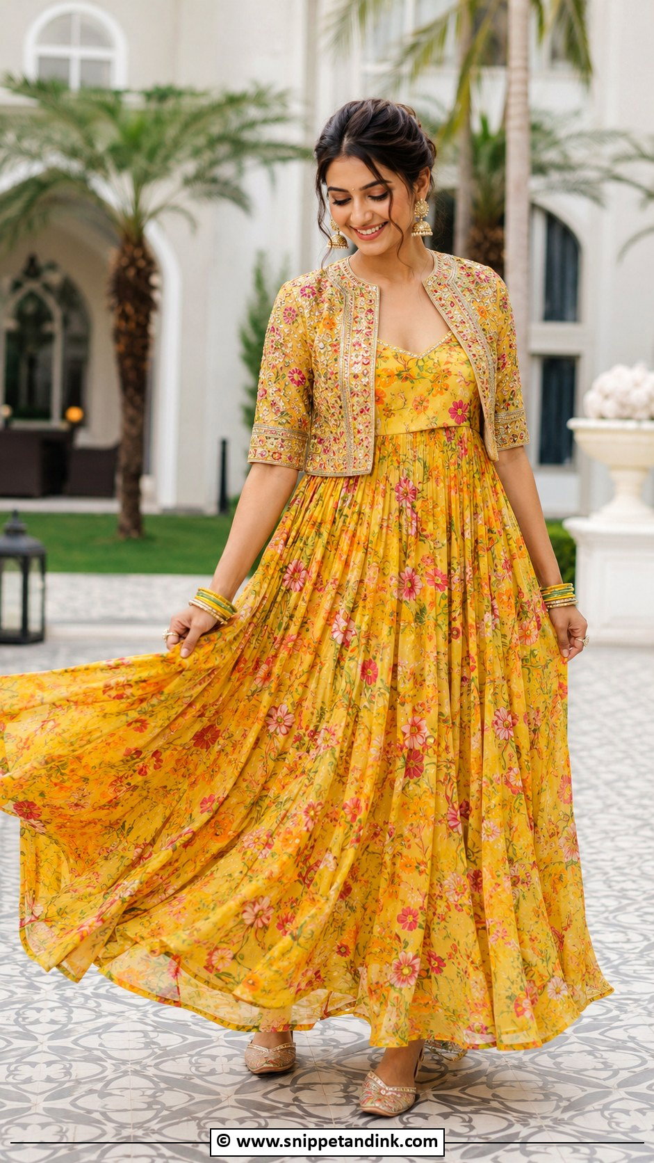 Printed Mehandi Maxi Dress - Snippet and Ink - 30 Mehandi Dress Ideas