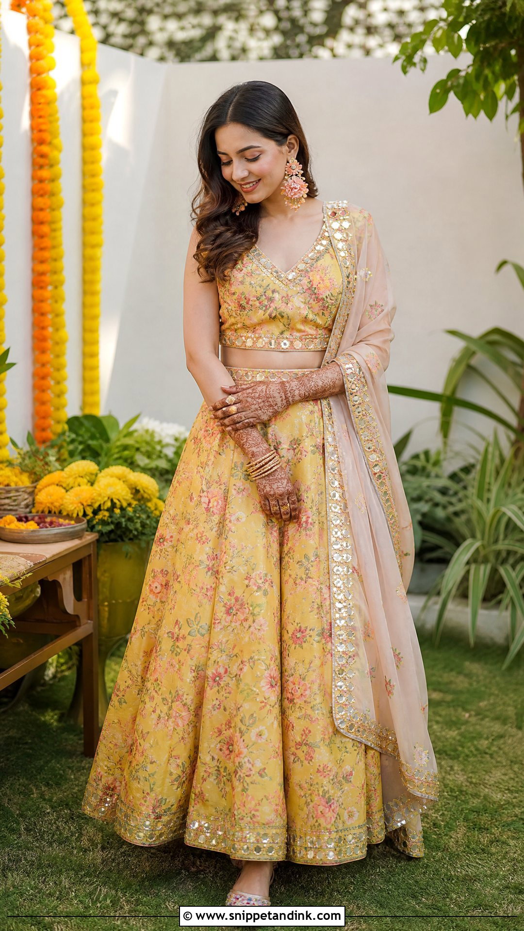 Printed Mehndi Co Ord Outfit - Snippet and Ink - 25 Mehndi Outfits for Bride