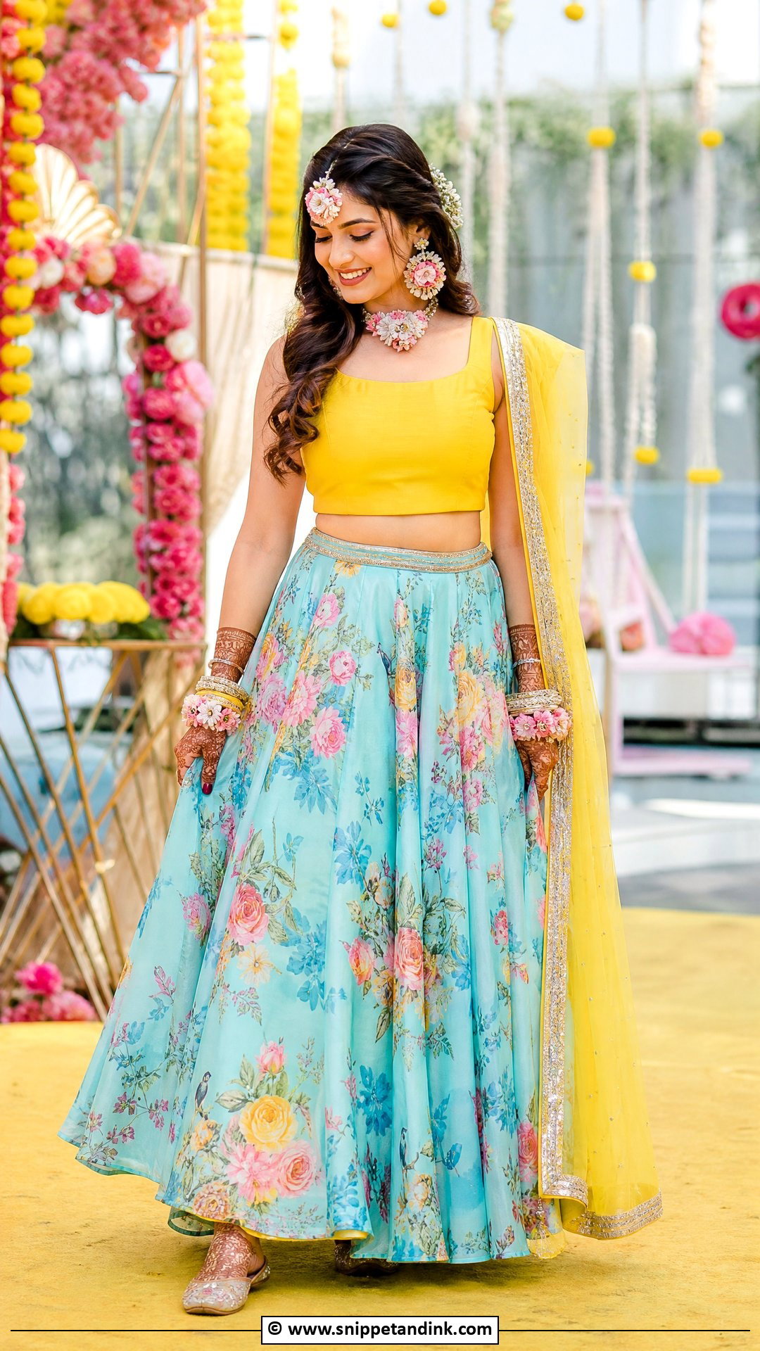 Printed Mehndi Lehenga For Bride - Snippet and Ink - 35 Mehndi Dress for Bride Ideas