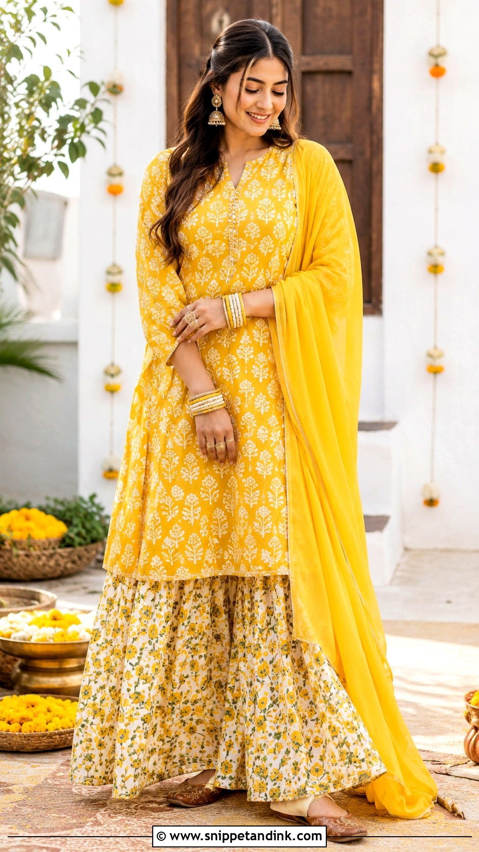 Printed Palazzo Haldi Suit - Snippet and Ink - 25 Haldi Suit Ideas