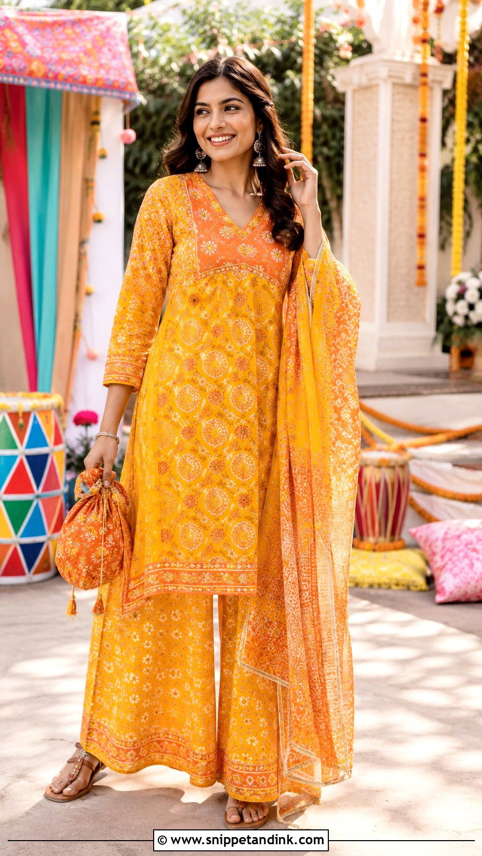 Printed Palazzo Set Haldi Carnival Outfit - Snippet and Ink - 25 Haldi Carnival Outfit Ideas