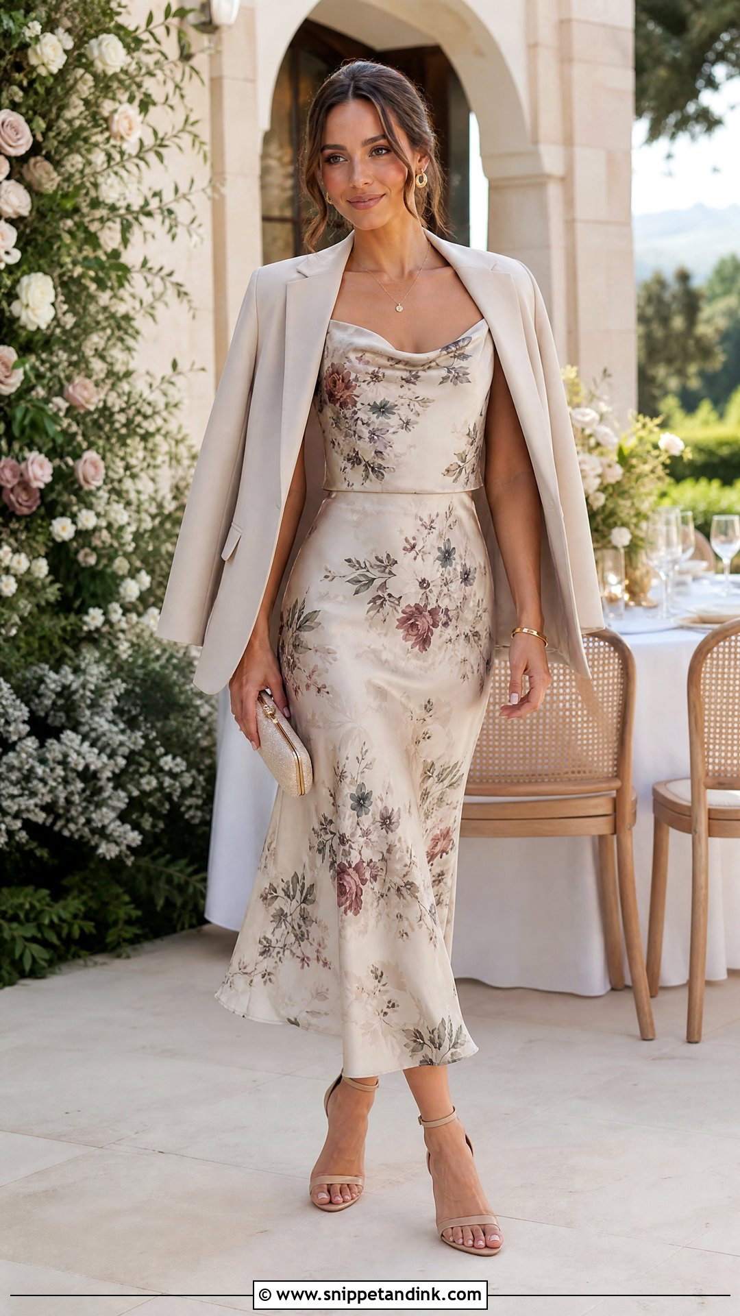 Printed Satin Skirt With Matching Camisole - Snippet and Ink - 25 Classy Satin Skirt Wedding Outfit Ideas