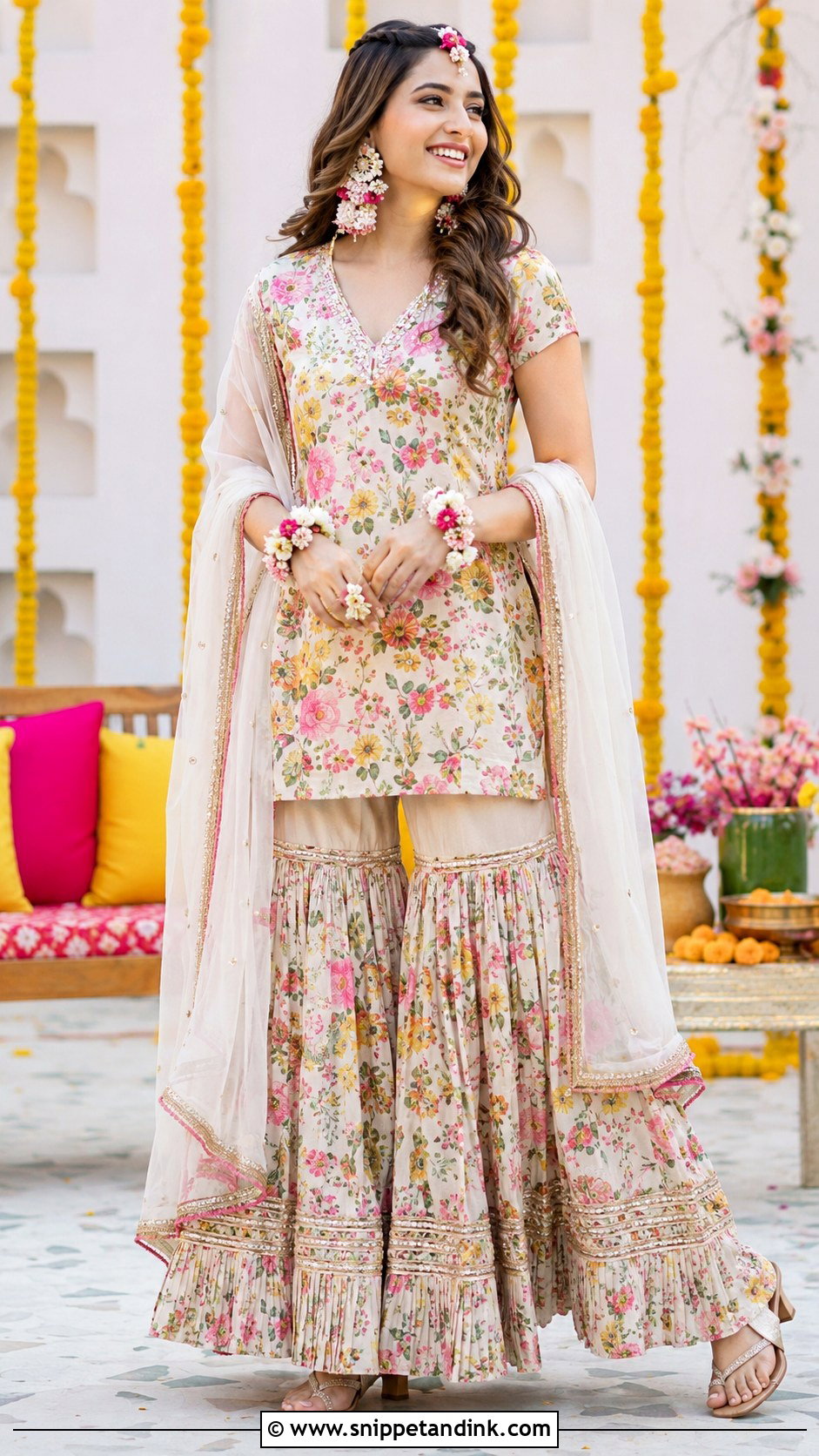 Printed Sharara For Mehendi Function - Snippet and Ink - 25 Dress for Mehendi Function Ideas