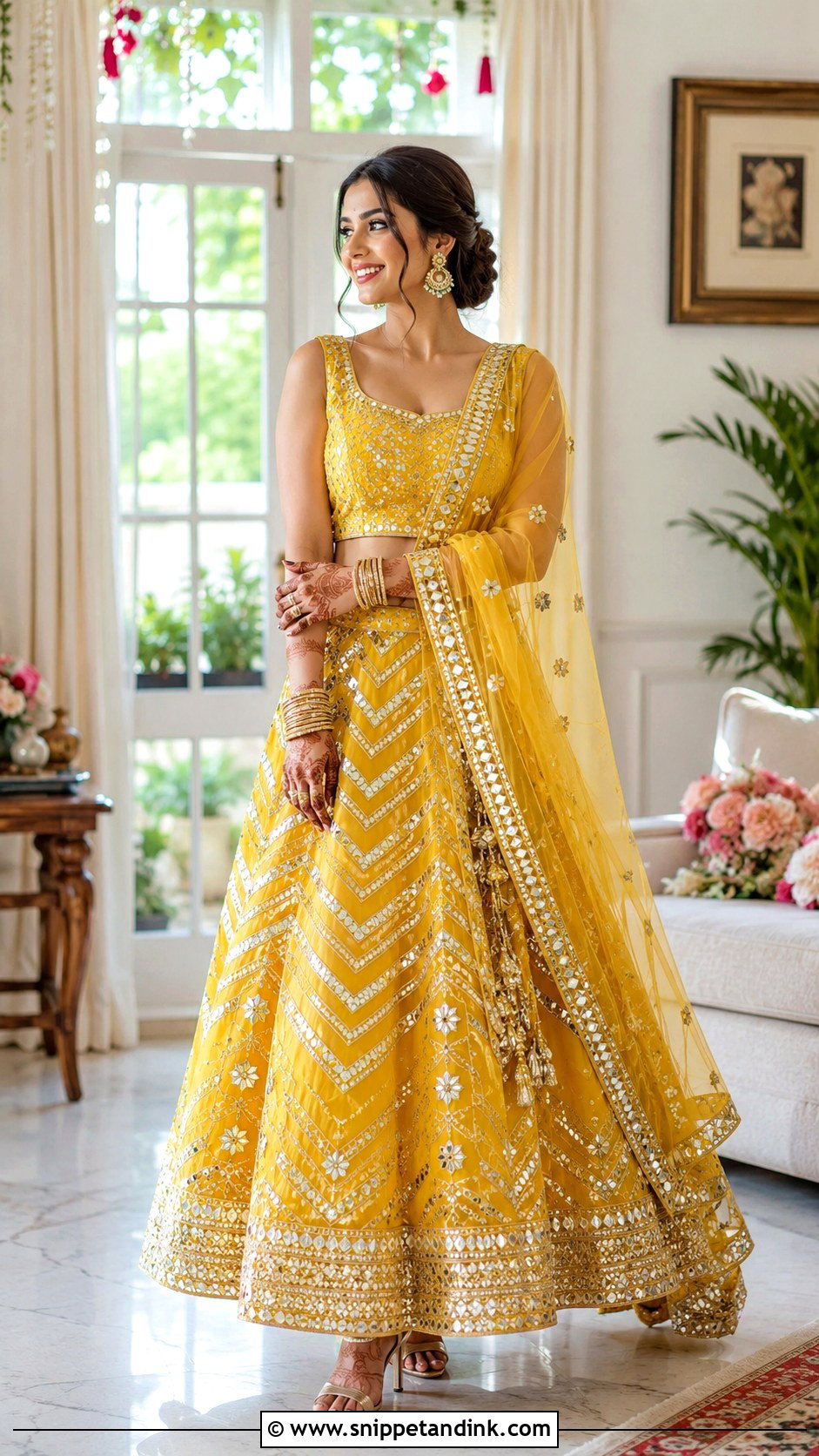 Printed Silk Lehenga Roka Outfit - Snippet and Ink - 30 Roka Outfits for Bride
